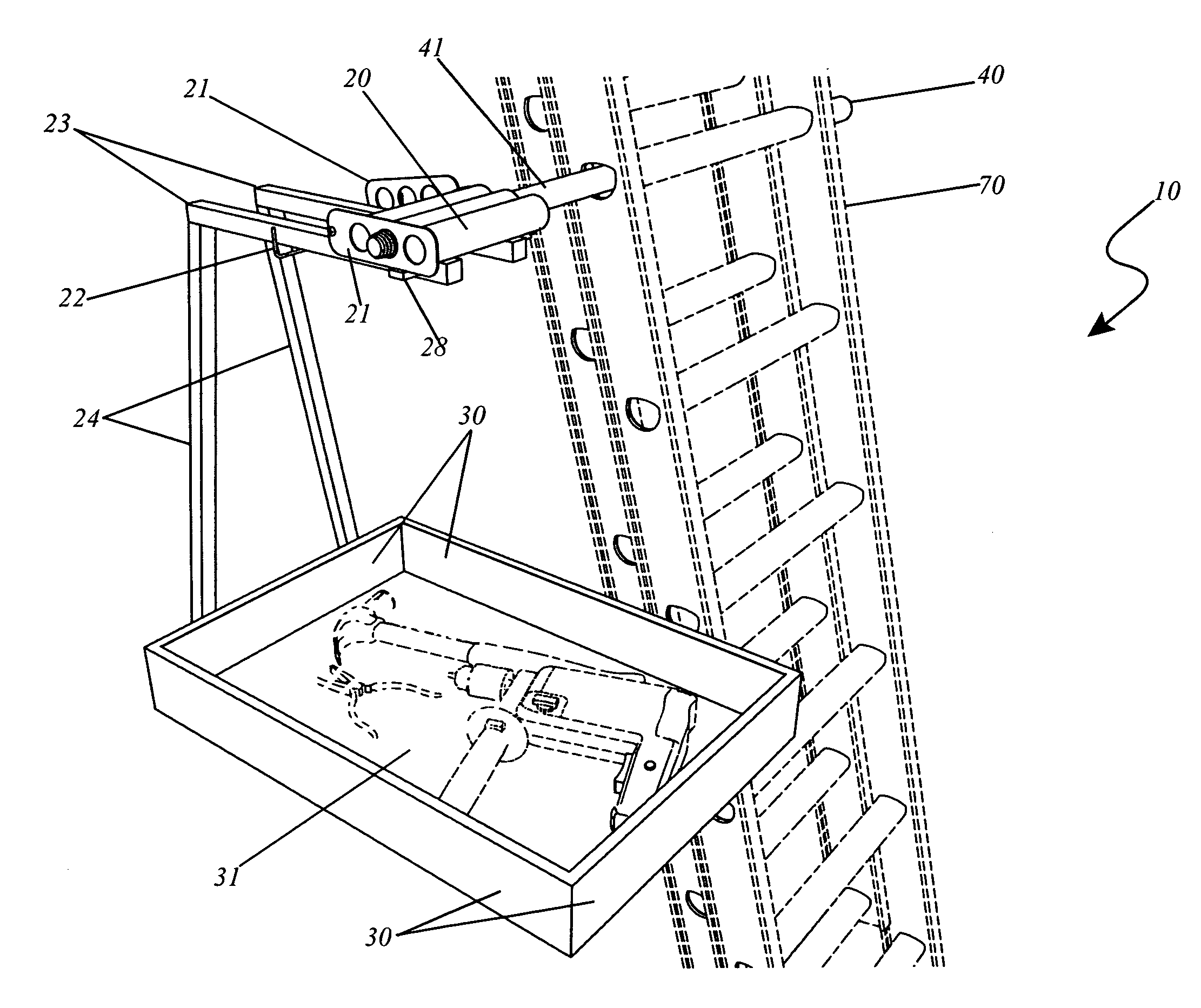 Paint tray caddy for extension ladders and method of use thereof