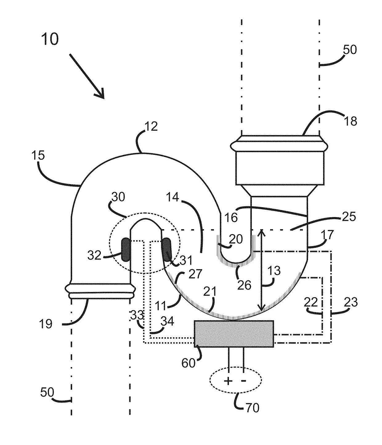 Siphon trap disinfection system