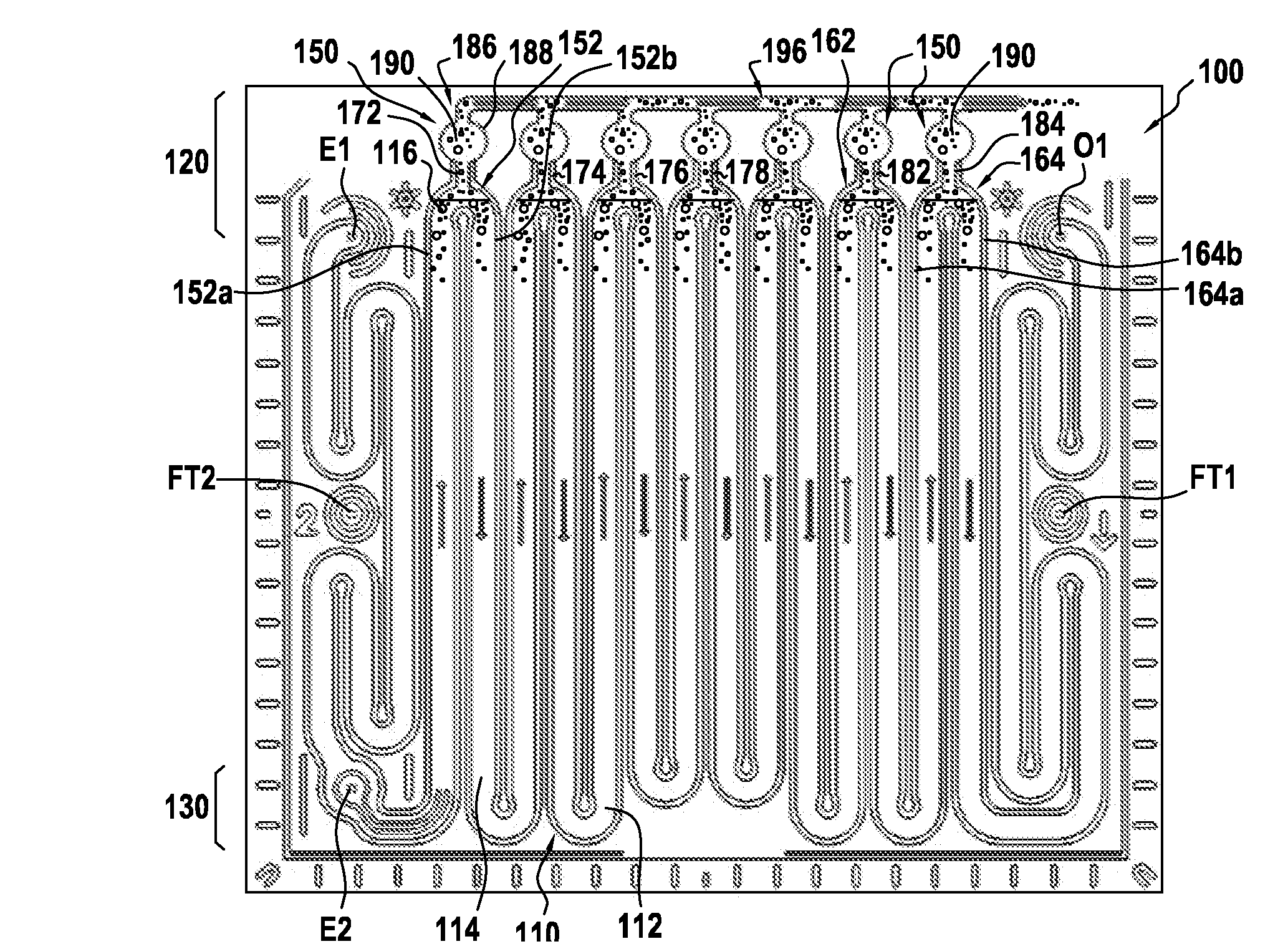 Microreactor device having an essentially vertical or inclined upper portion comprising means for collection and removal of gas formed in situ during a liquid-medium reaction and method