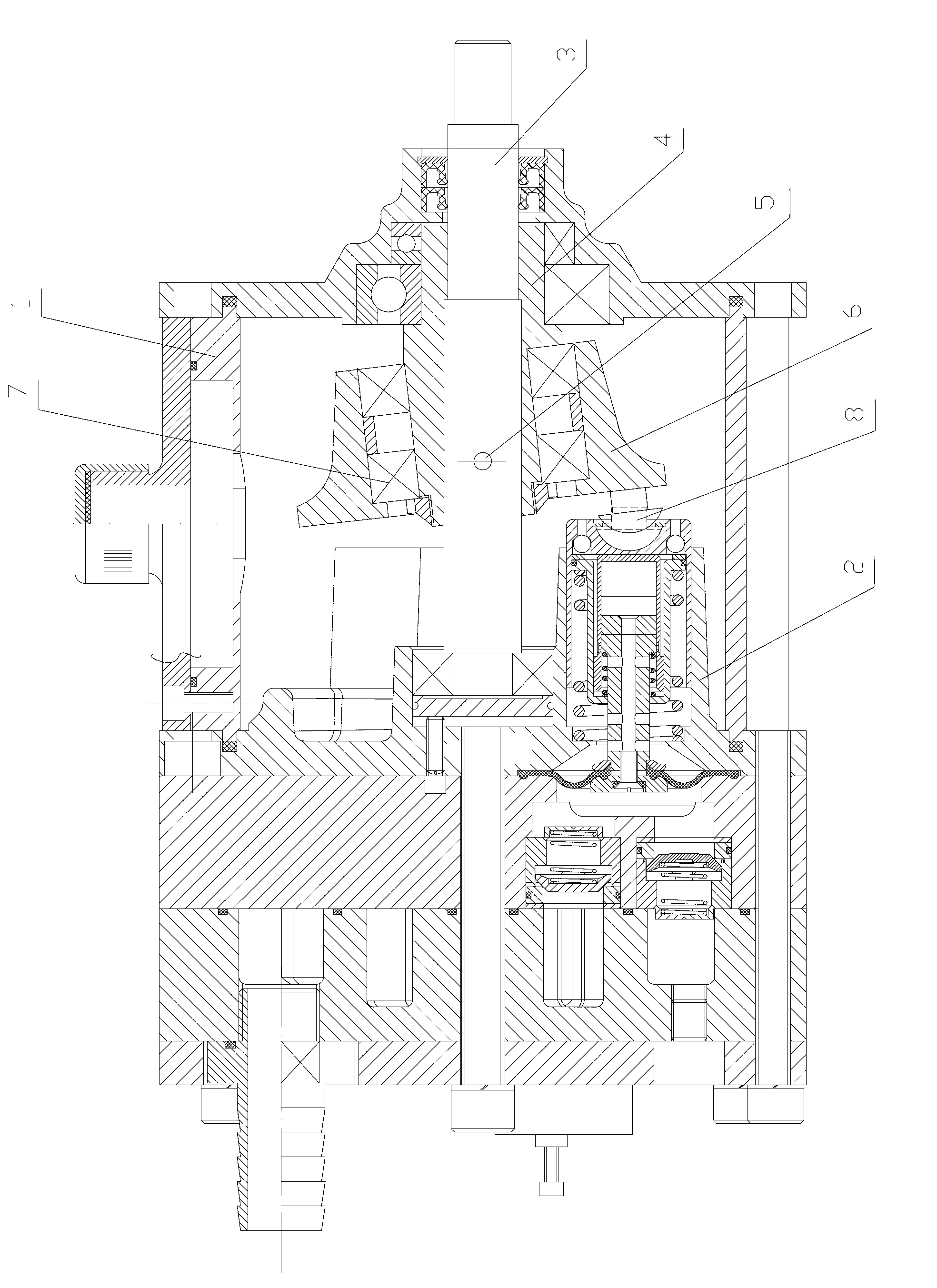 Three-cavity diaphragm pump comprising main shaft provided with limiting structure