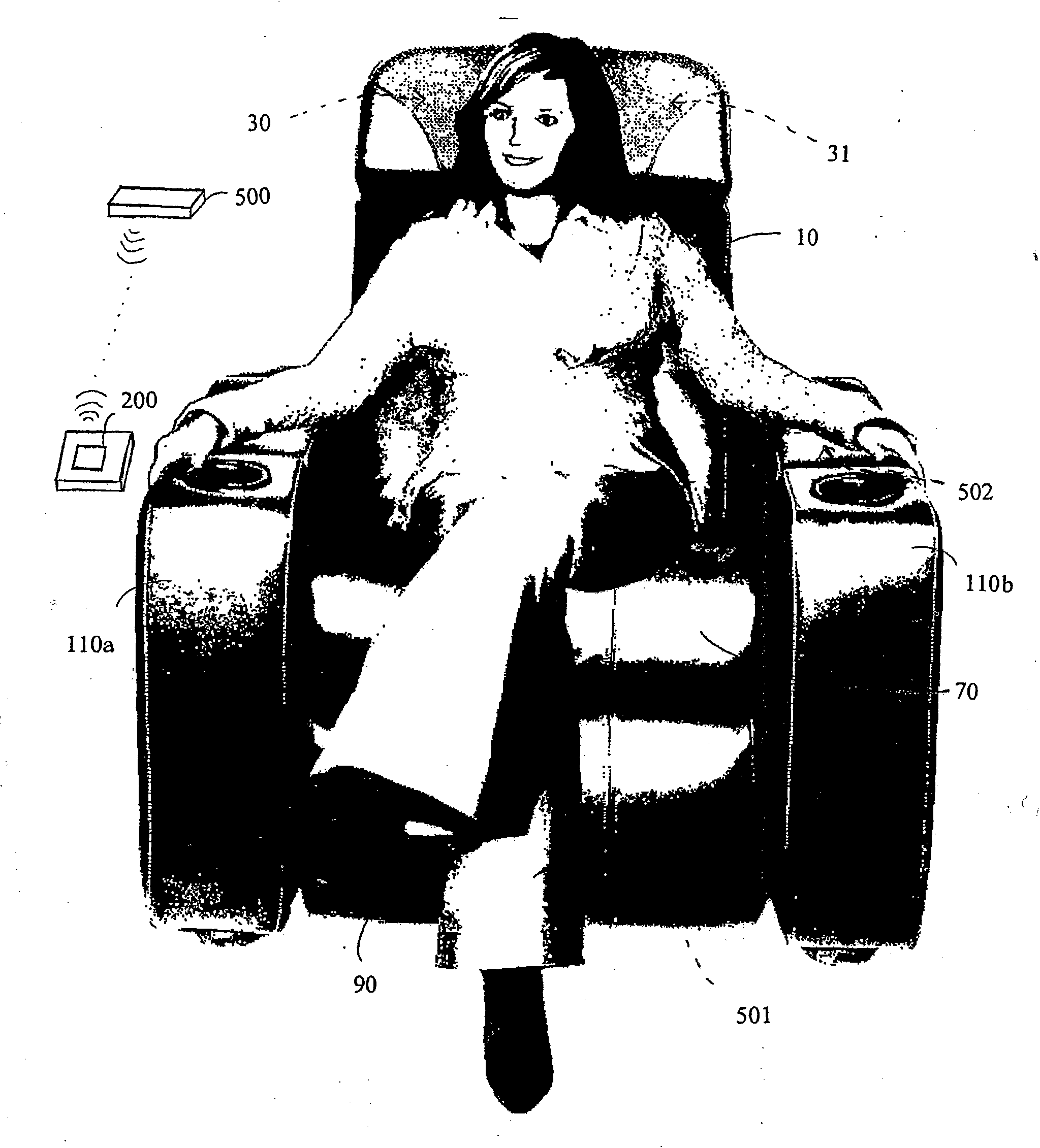 Chair and system for transmitting sound and vibration