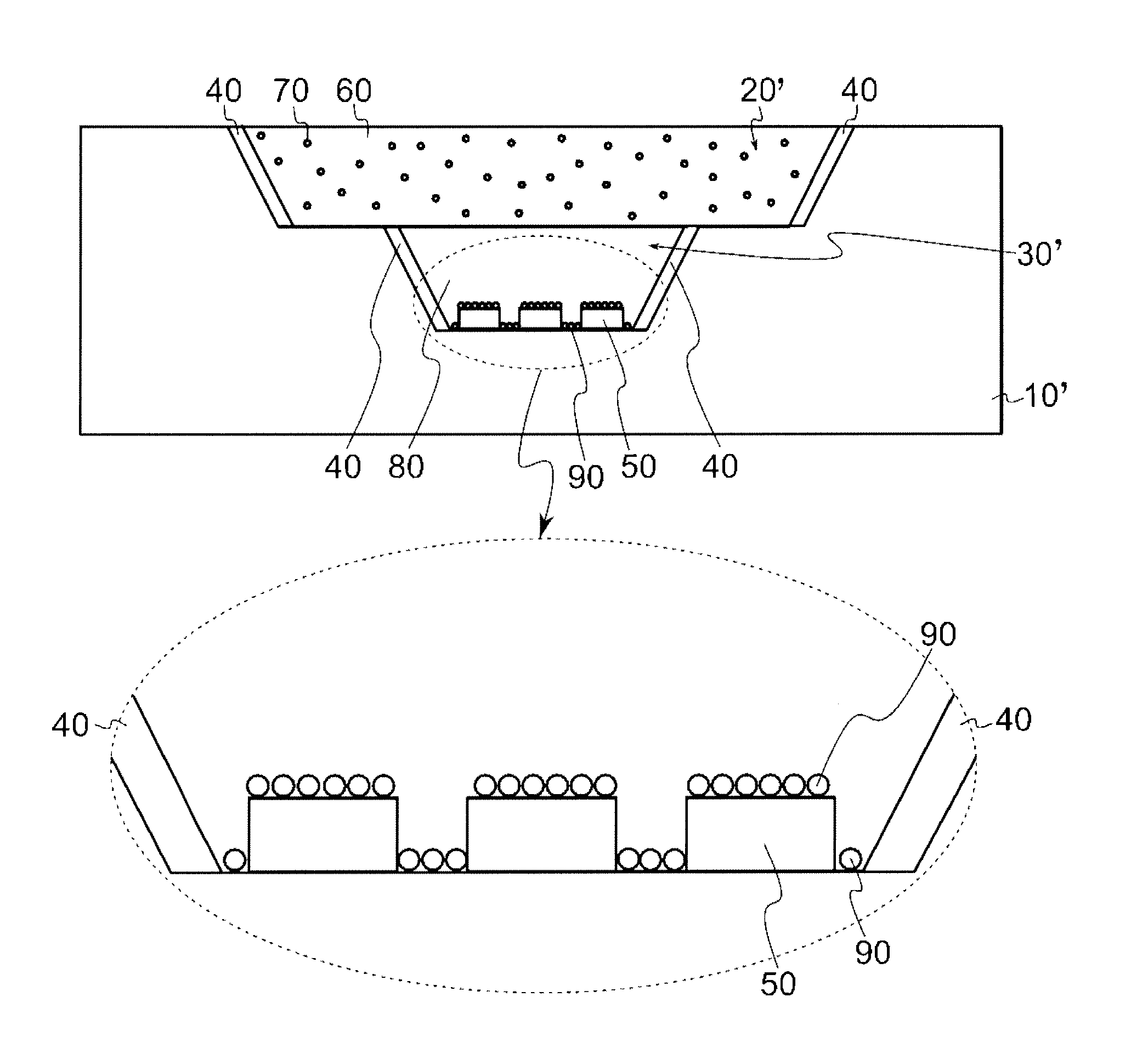 Light emitting device in which traces of light emitting elements merge into a single trace and lighting apparatus including the same