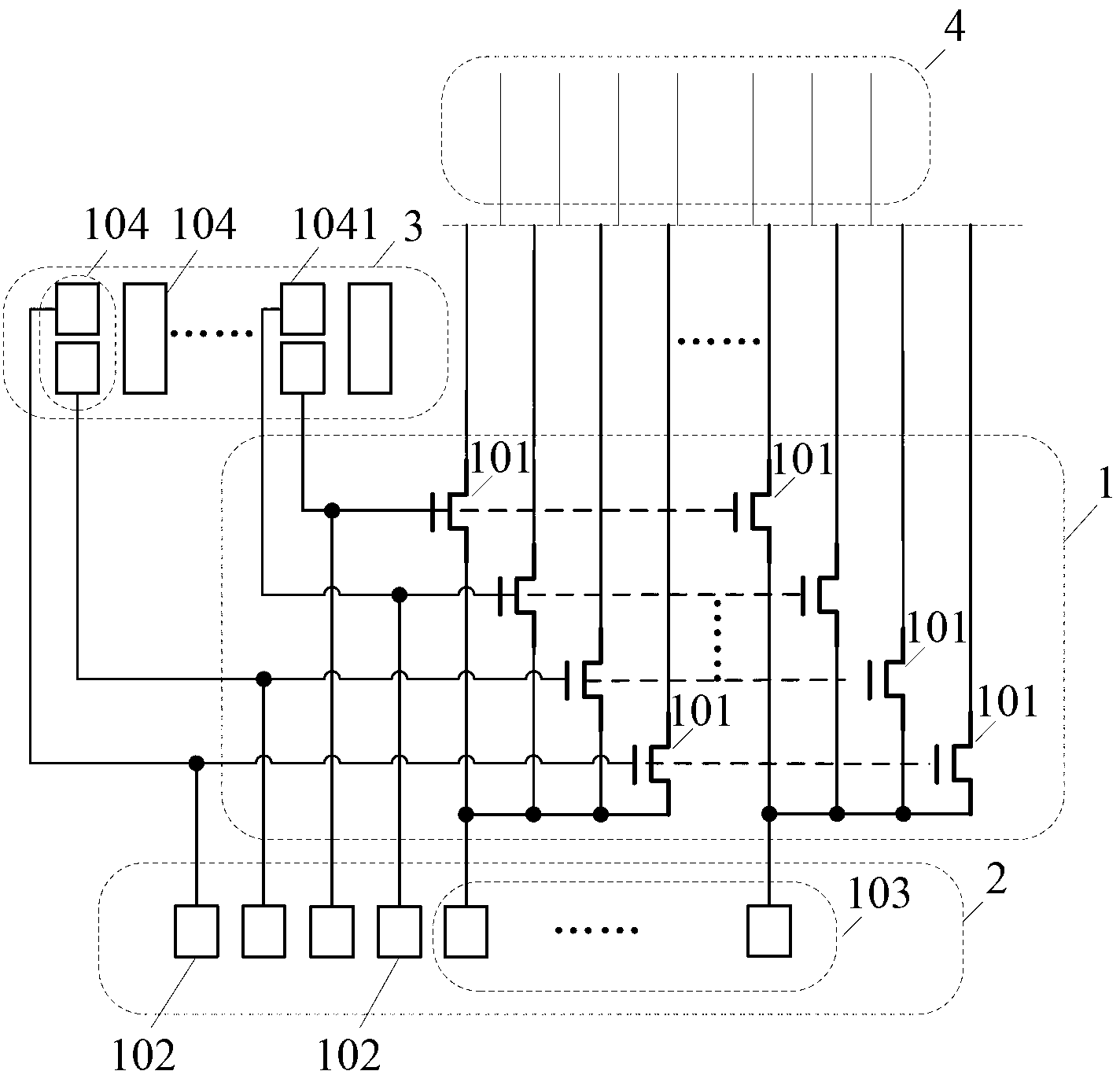 Test circuit and test method for pixel array, display panel and display