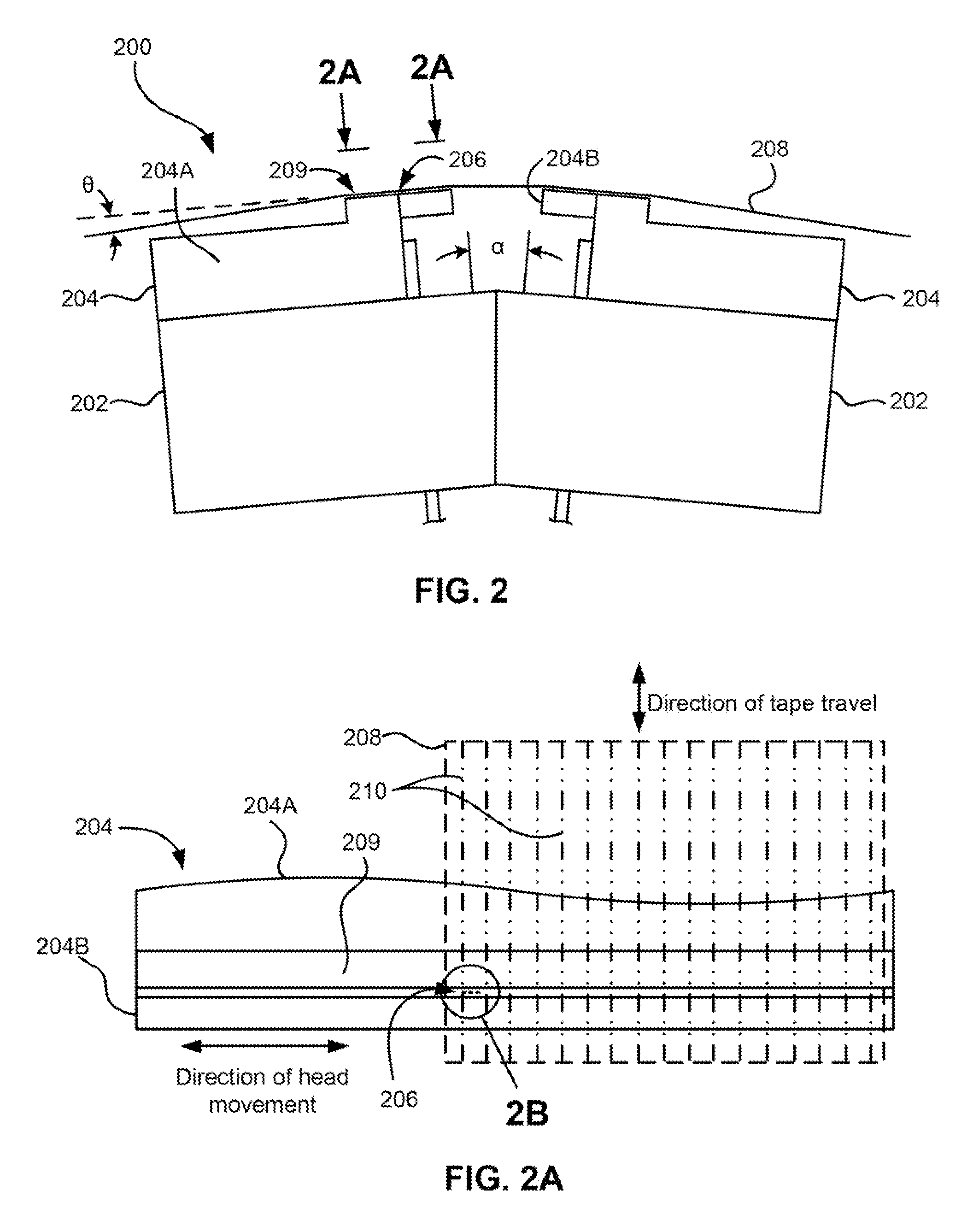 Quasi-statically tilted head having offset reader/writer transducer pairs