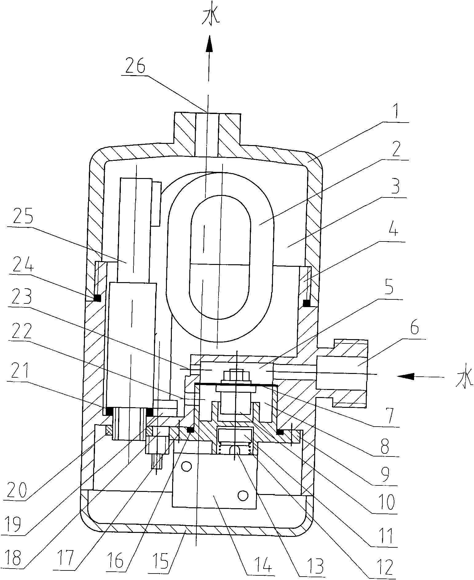 Electric water heater with sealed outlet for faucet, and water flow switch and heat protector of electric water heater