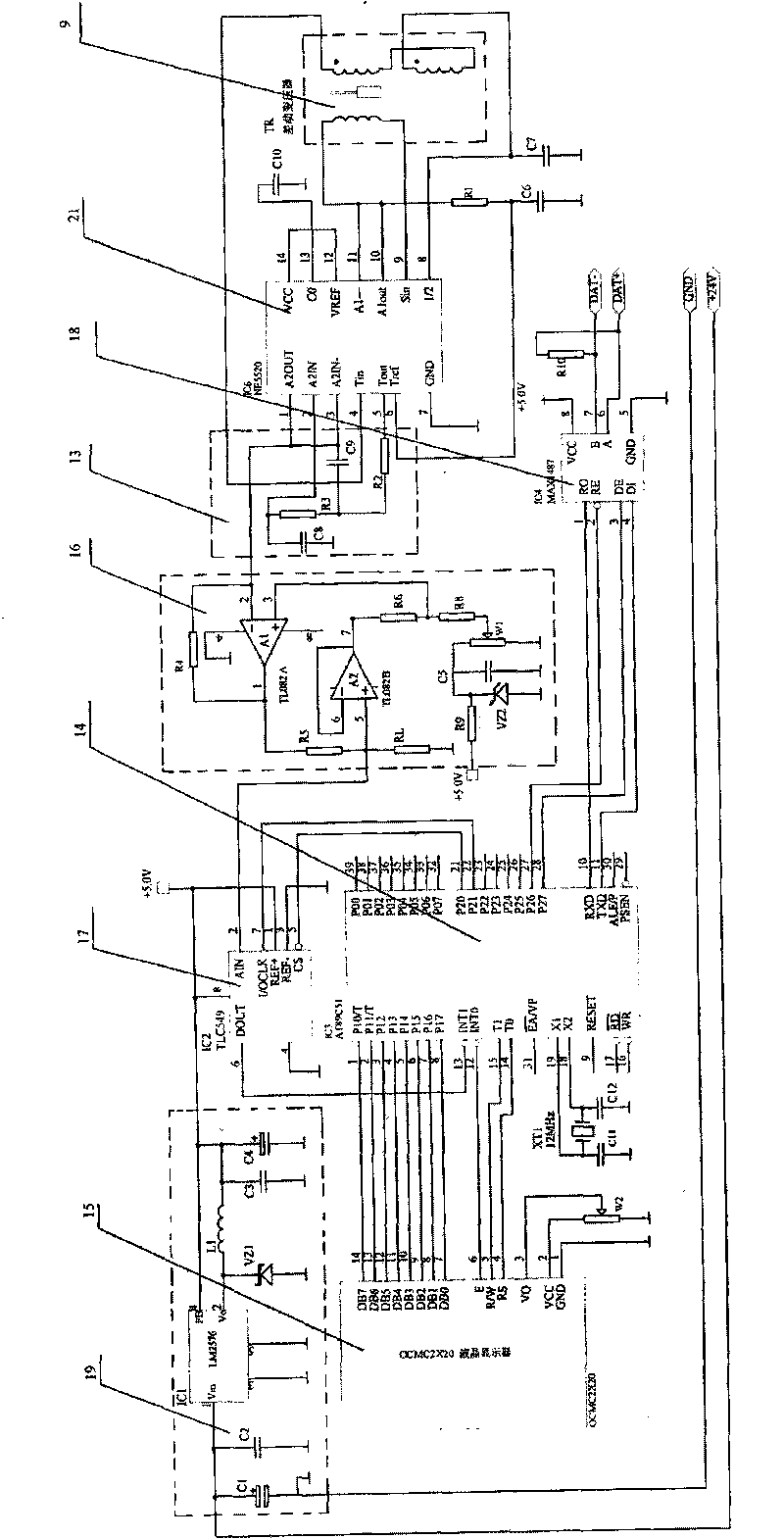 Flow measuring and transmitting device of dam infiltration flow of reservoir