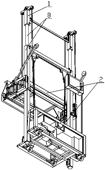 Sliding cylinder for telescopic vertical rod of wall painting machine