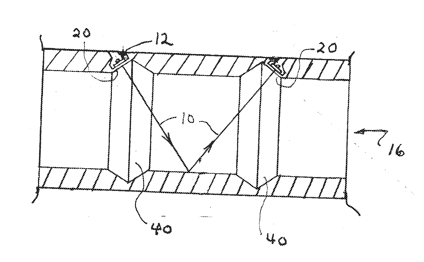 Transducer Mounted Between Two Spaced-Apart Interior Surfaces Of A Cavity In The Wall Of A Flow Tube