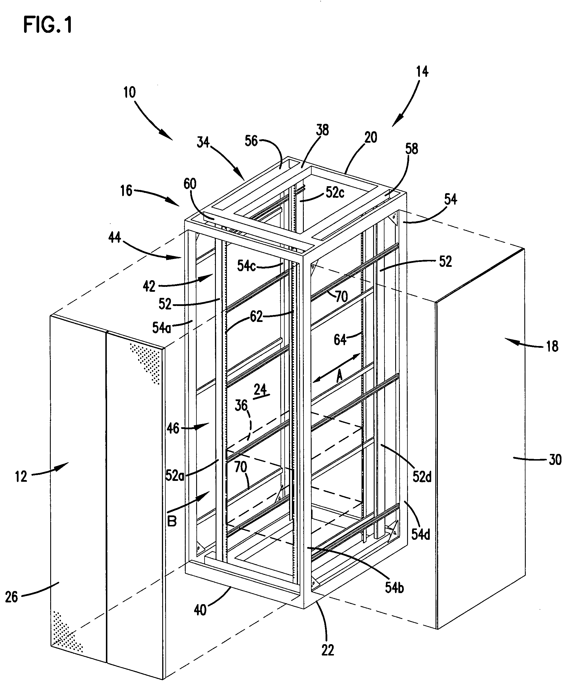 Frame arrangement for a telecommunications cabinet