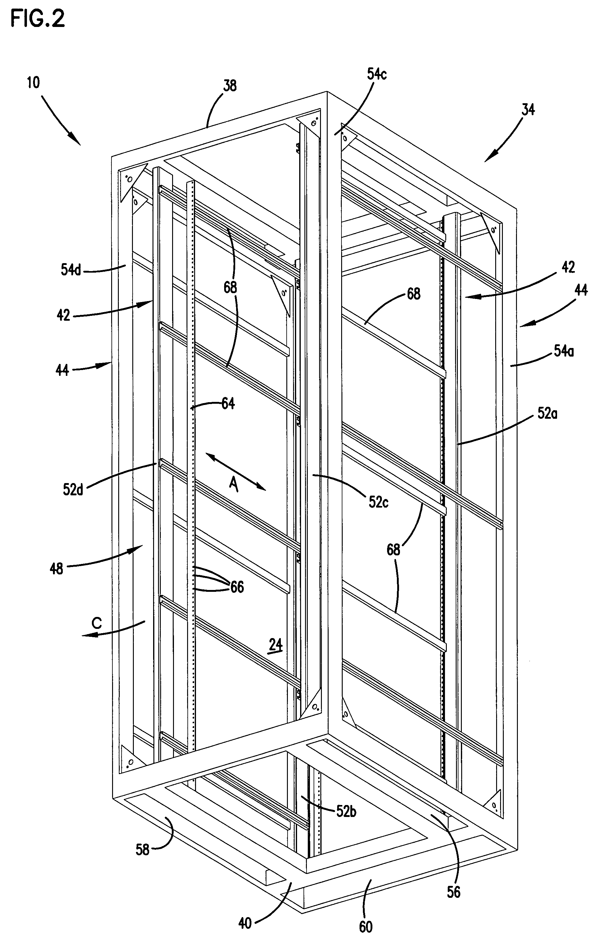 Frame arrangement for a telecommunications cabinet