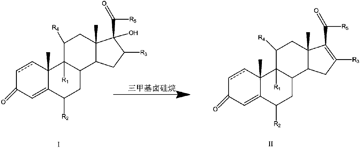 Preparation method of 16-ene steroid compound