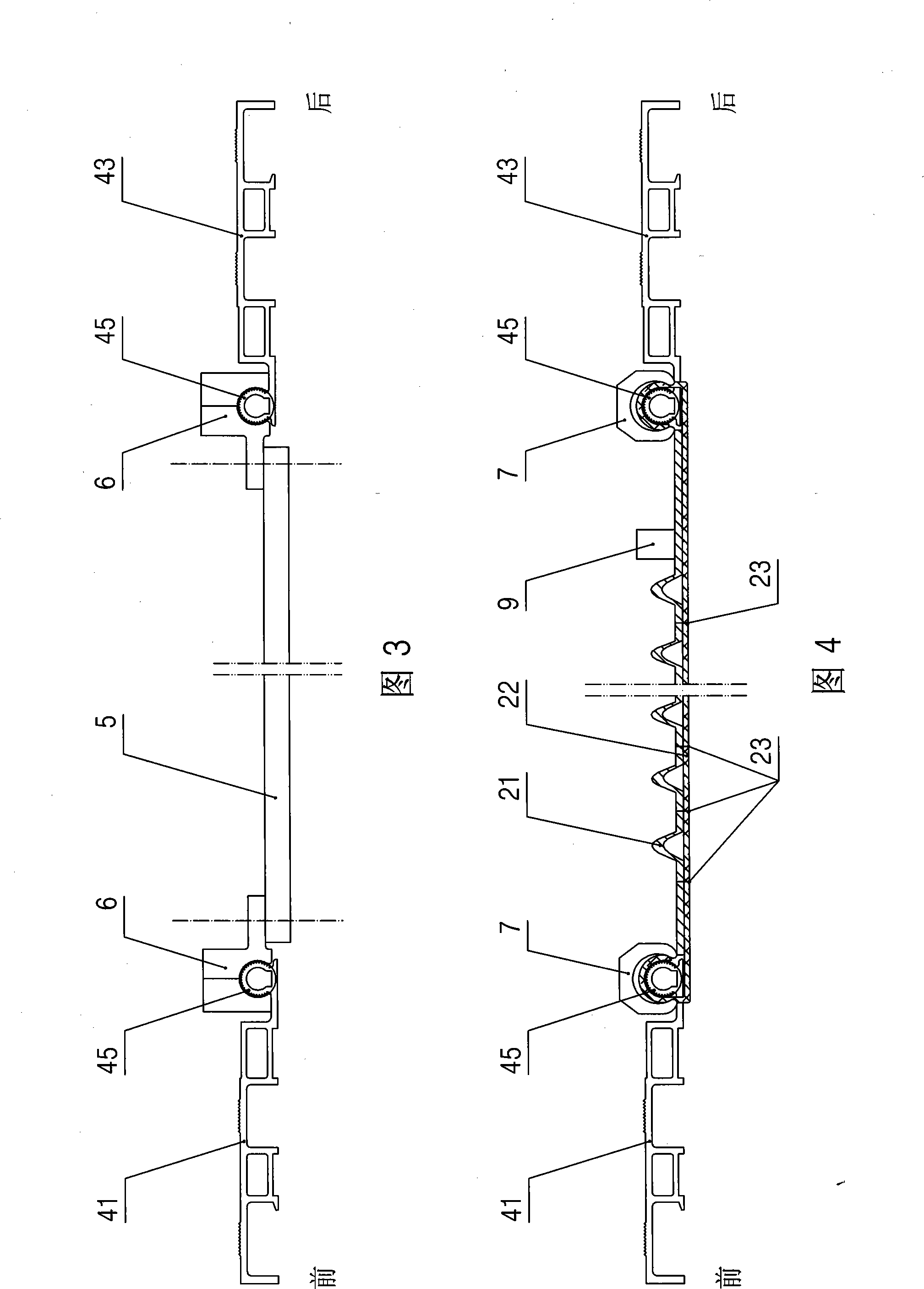 Material transmitting device for automatically folding and sewing