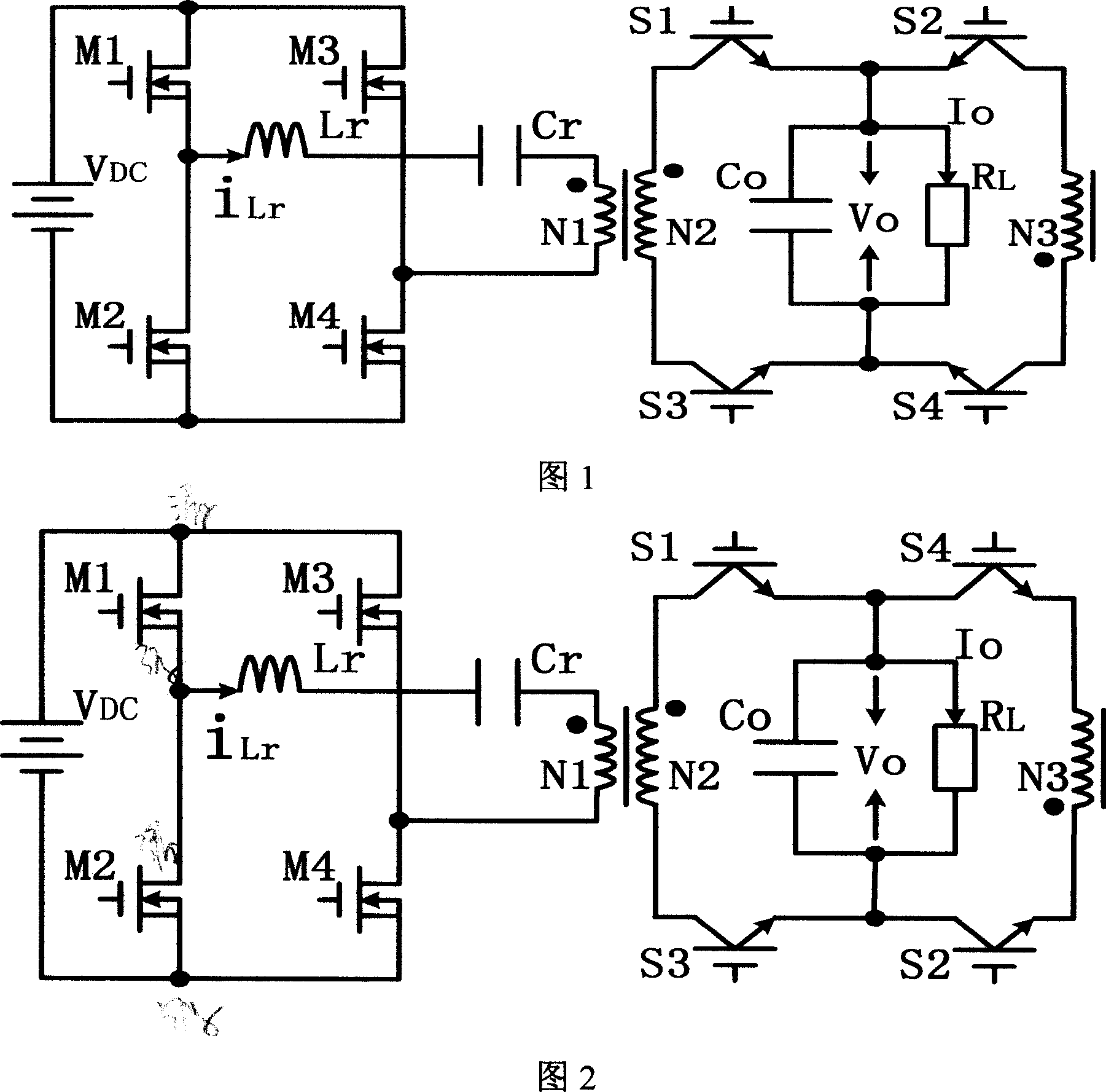 Series resonant high-frequency chain sinusoidal wave inverse power supply circuit