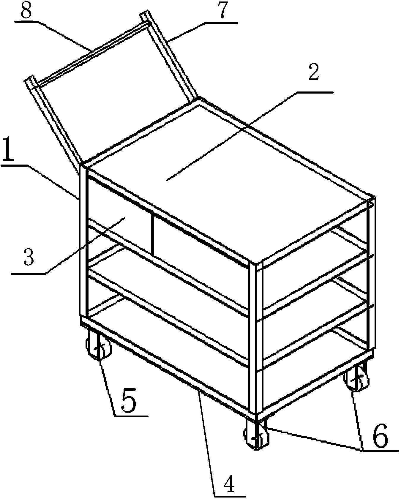 Trolley for containing automobile parts and working position apparatuses