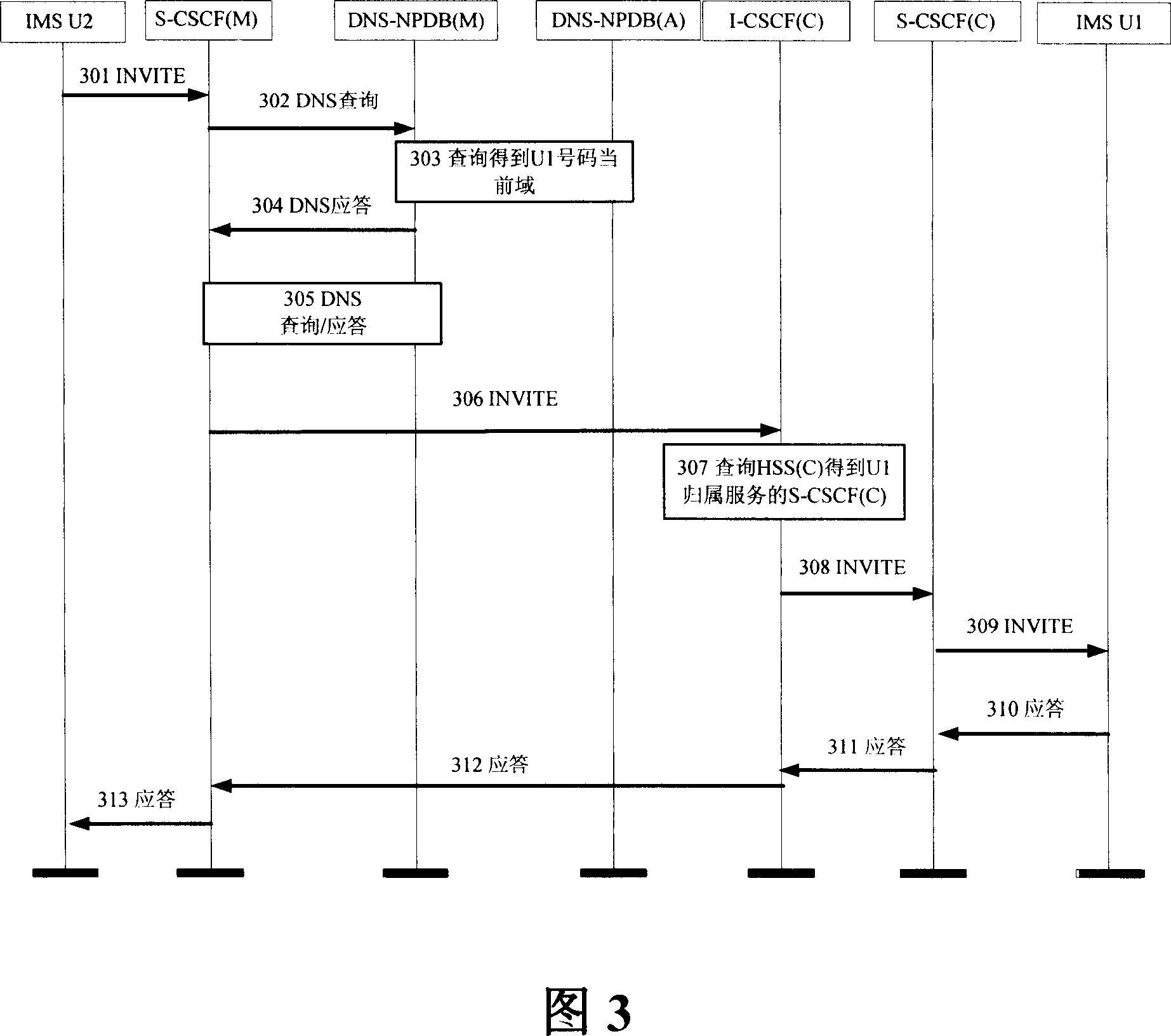 Network architecture for carrying number based on distributed DNS system in IMS network and its method