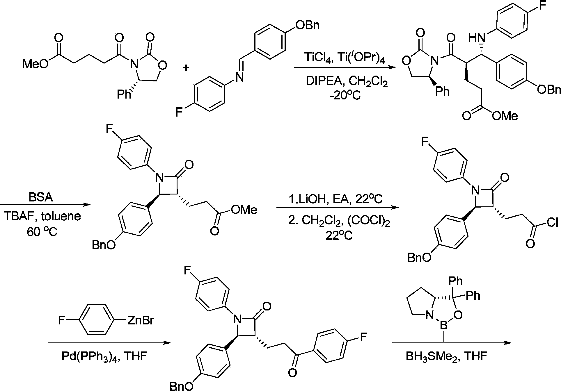Synthetic method of ezetimibe, and intermediate used in synthetic method