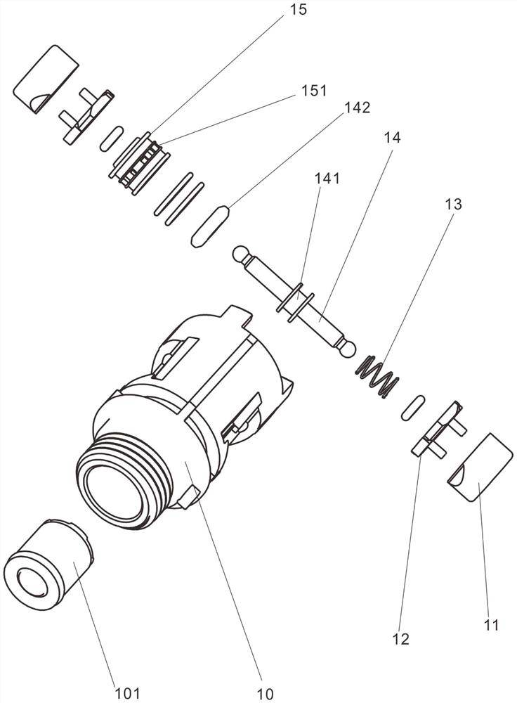 Water outlet device and drawing type water outlet faucet