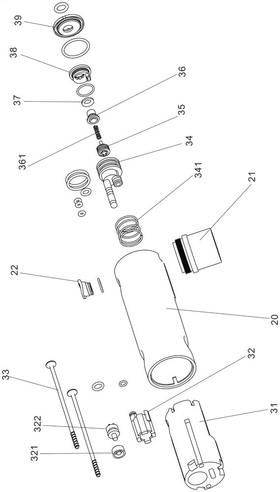 Water outlet device and drawing type water outlet faucet