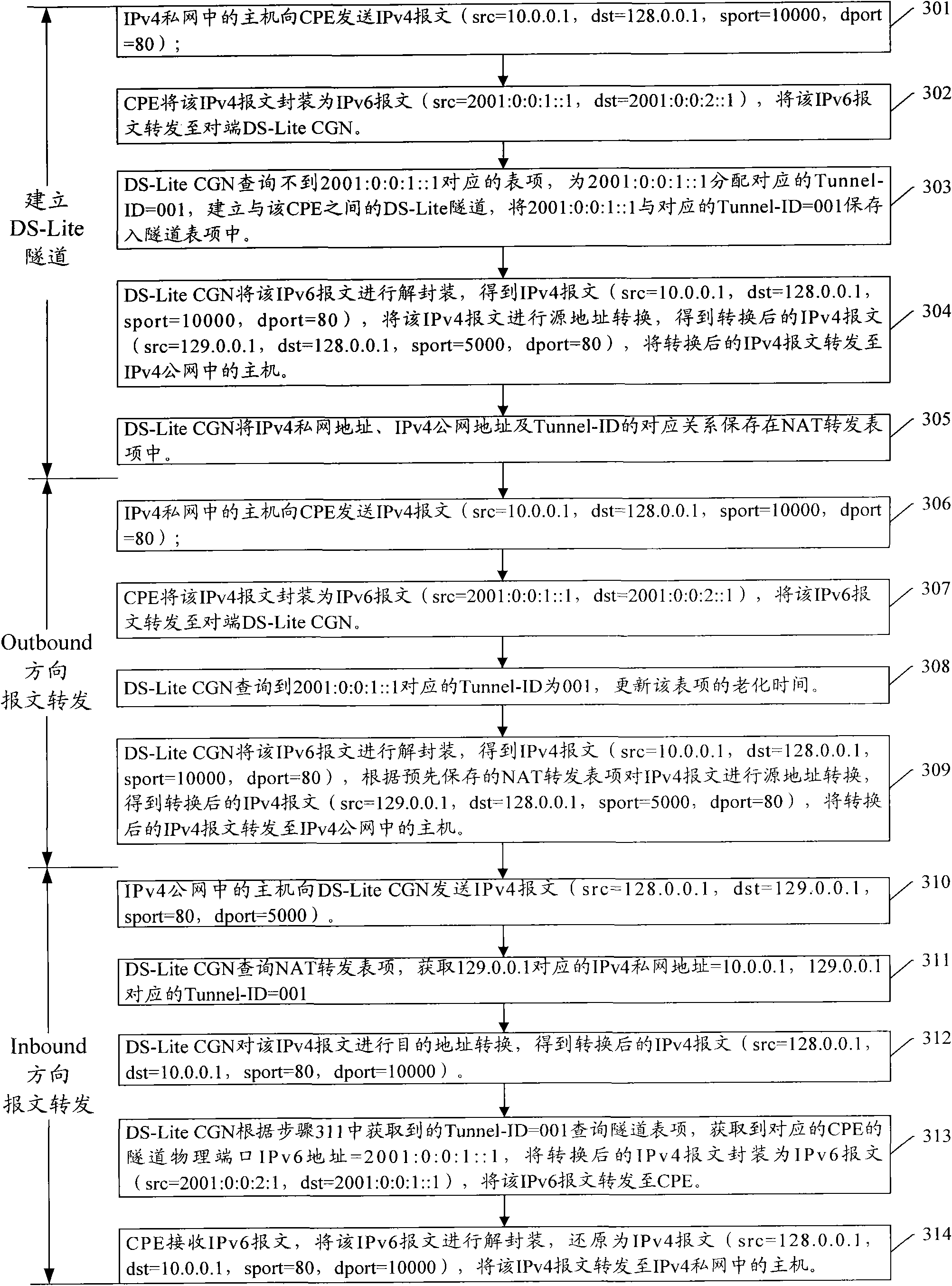 Method for establishing DS-Lite tunnel and DS-Lite CGN