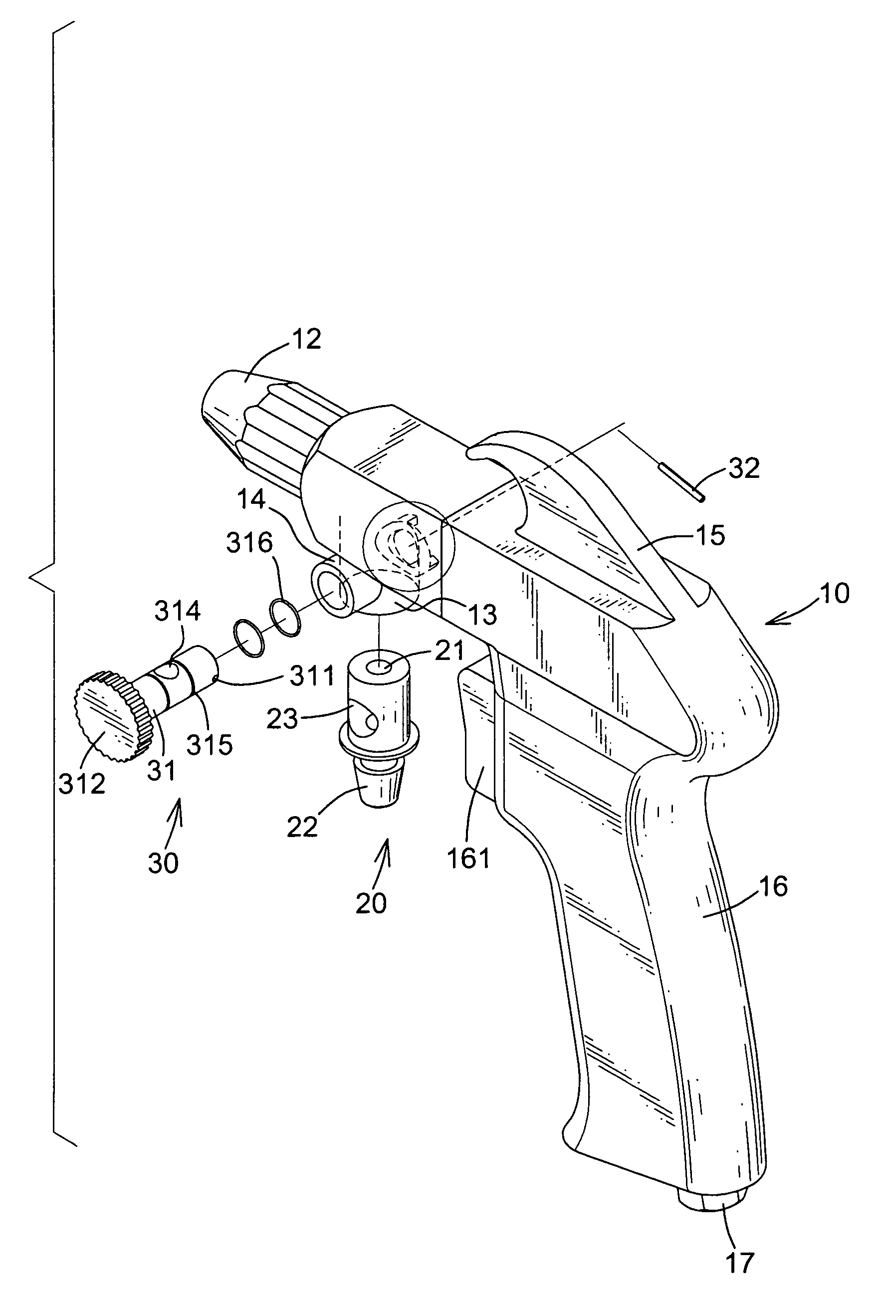 Adjustable sand blasting gun