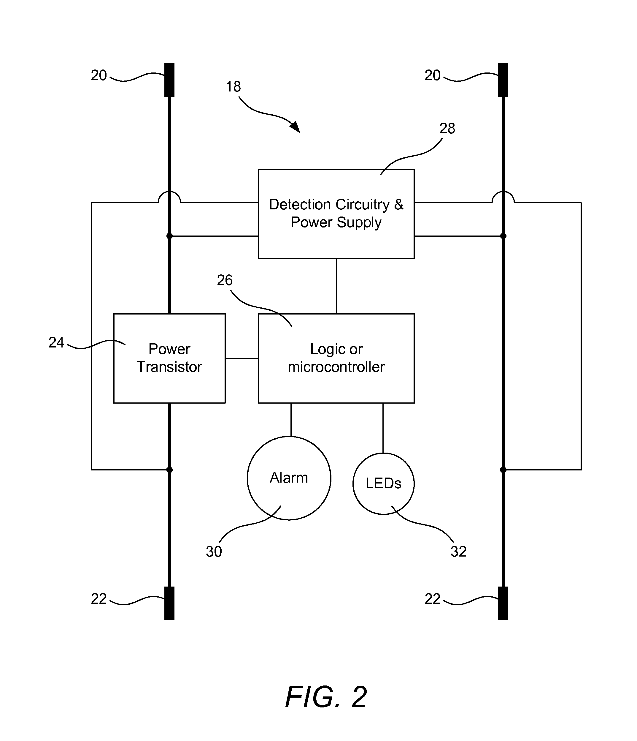 Low-Voltage Connection with Safety Circuit and Method for Determining Proper Connection Polarity