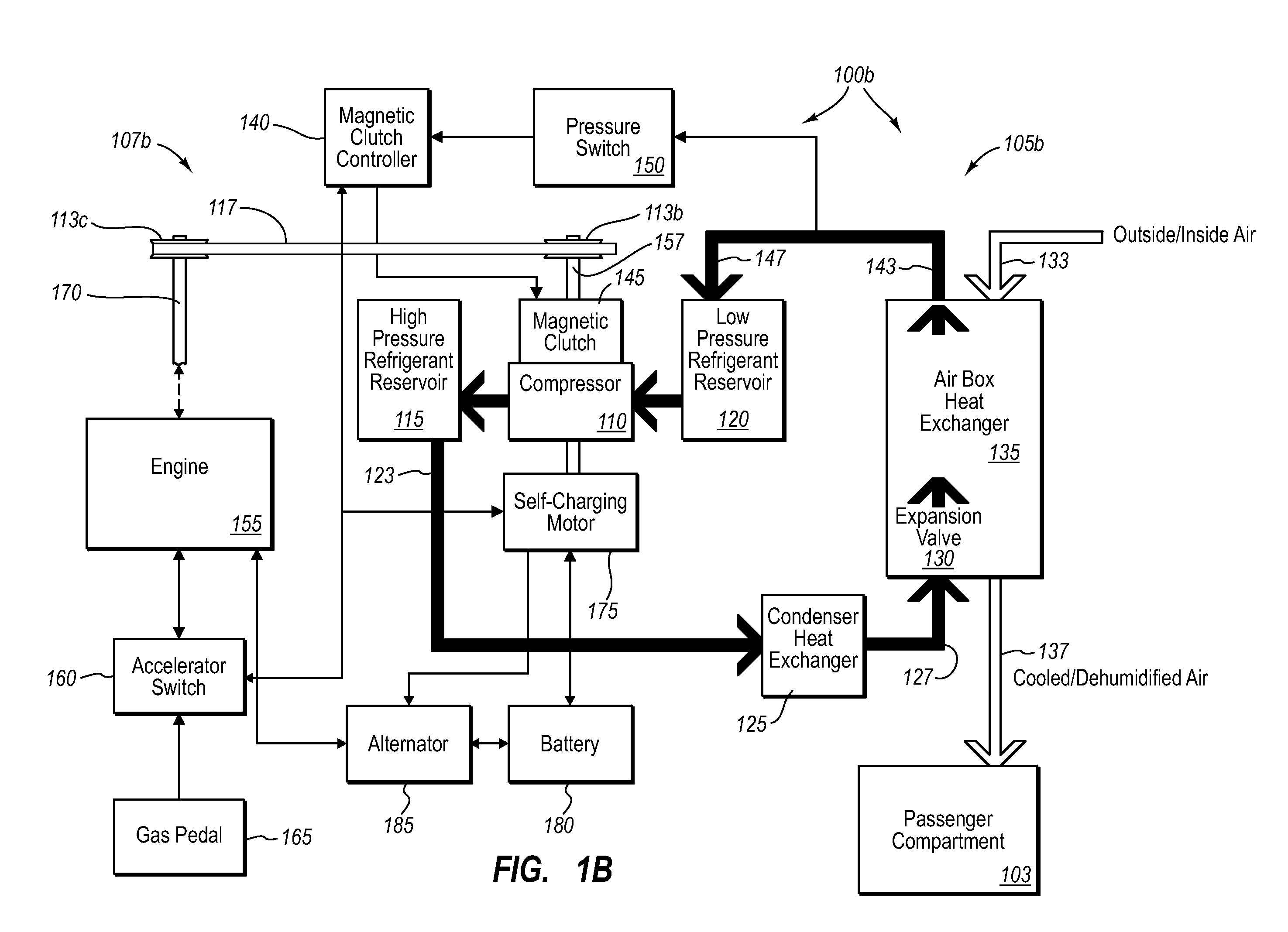 Air conditioning system operating on vehicle waste energy