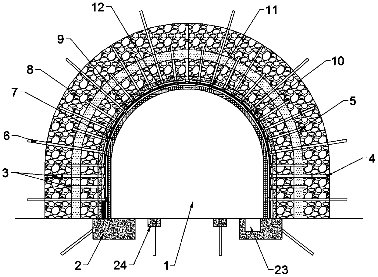 High-stress roadway combined ring beam supporting structure and construction method thereof