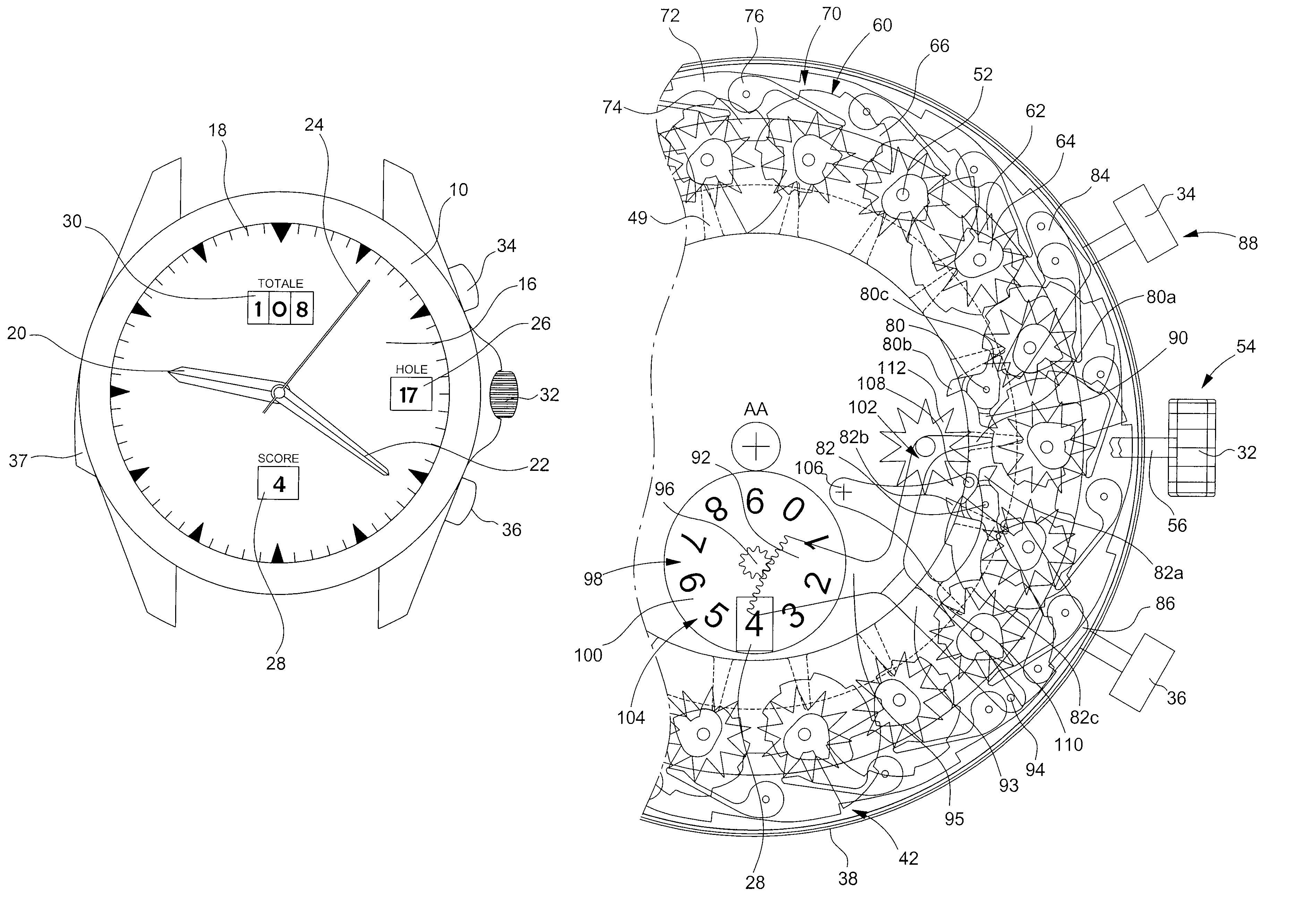 Mechanical golf counter