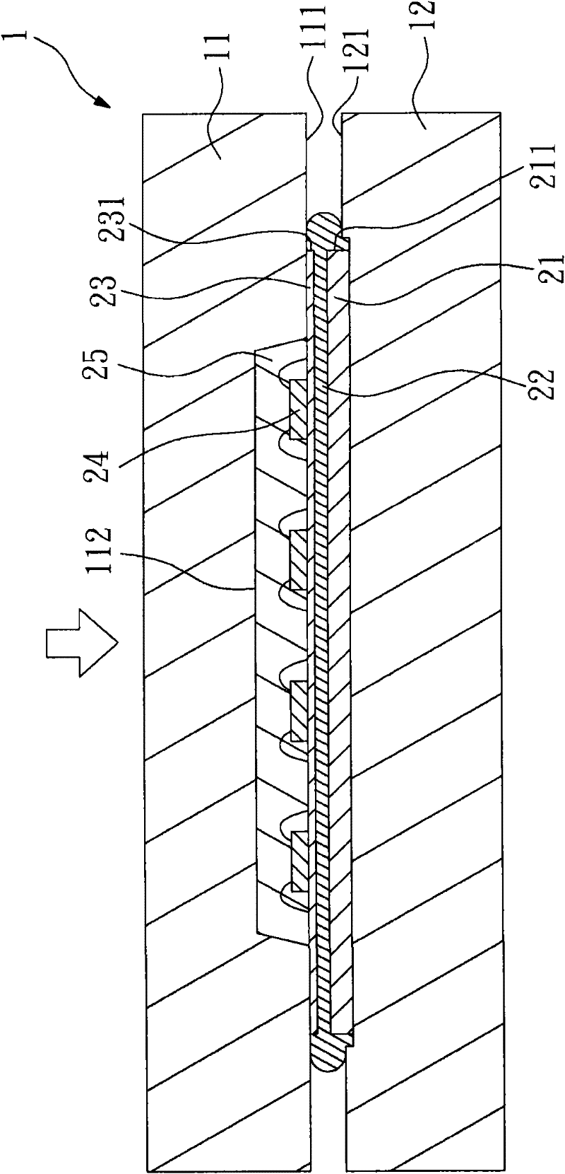 Semiconductor packaging process and die utilized in same