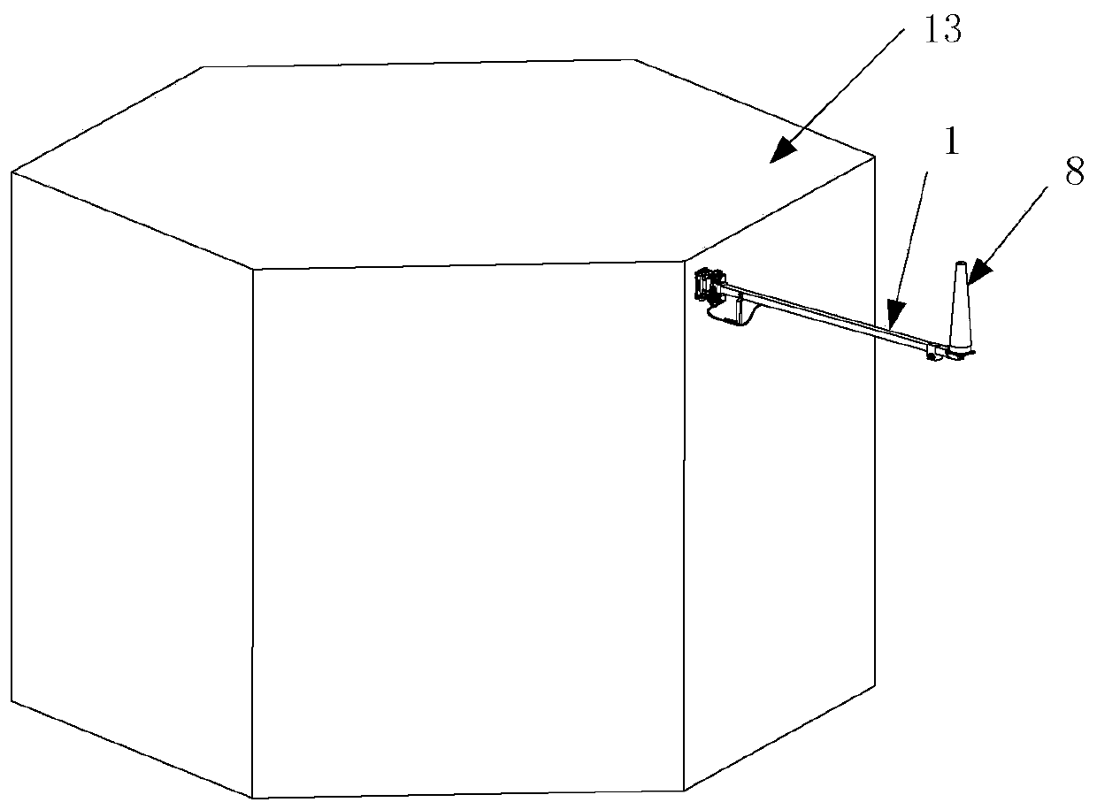 Spaceborne Antenna Deployment Arm Device for Built-in Routing of RF Cables