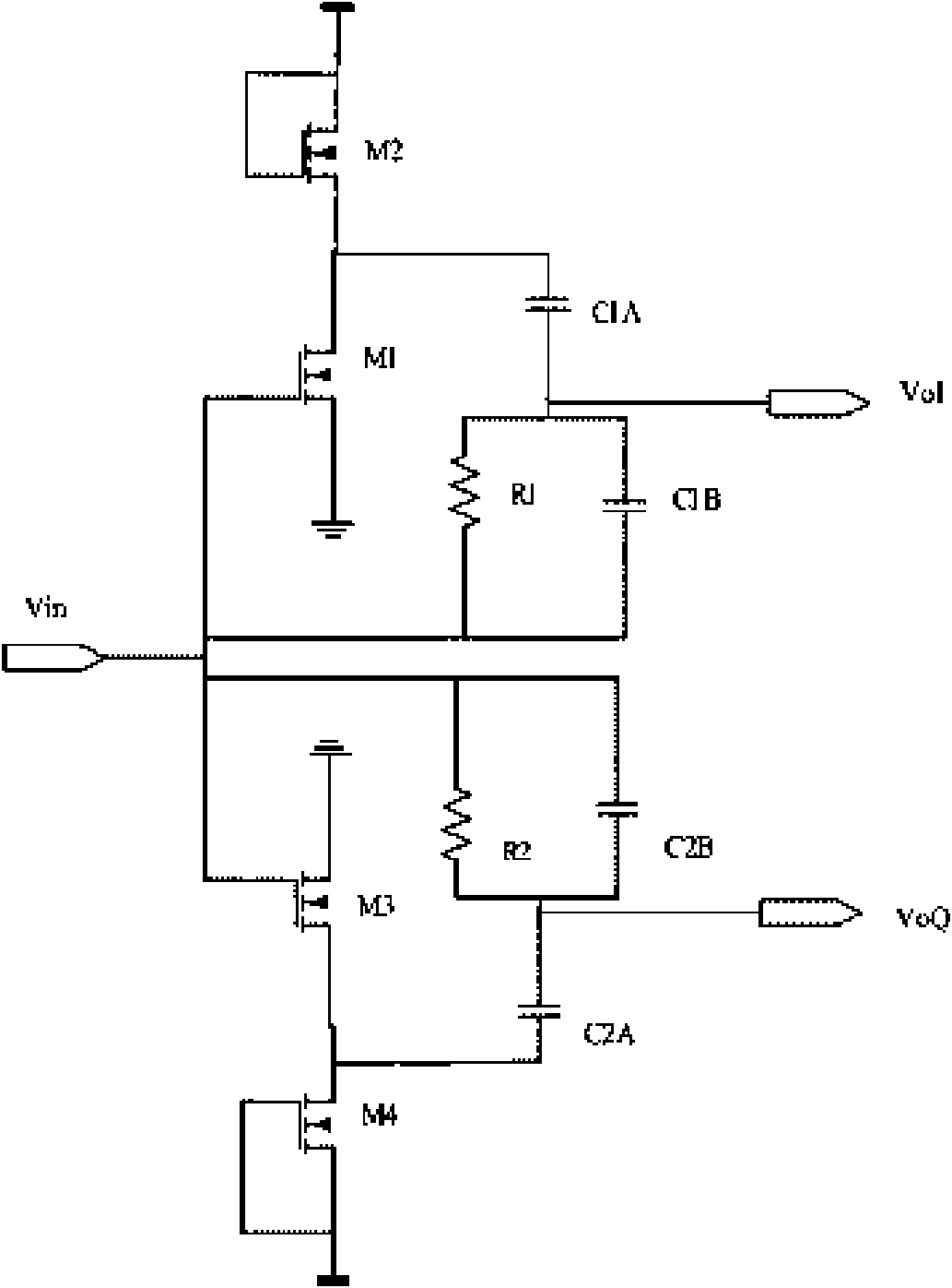NMOS transistor based 90-degree phase shifter