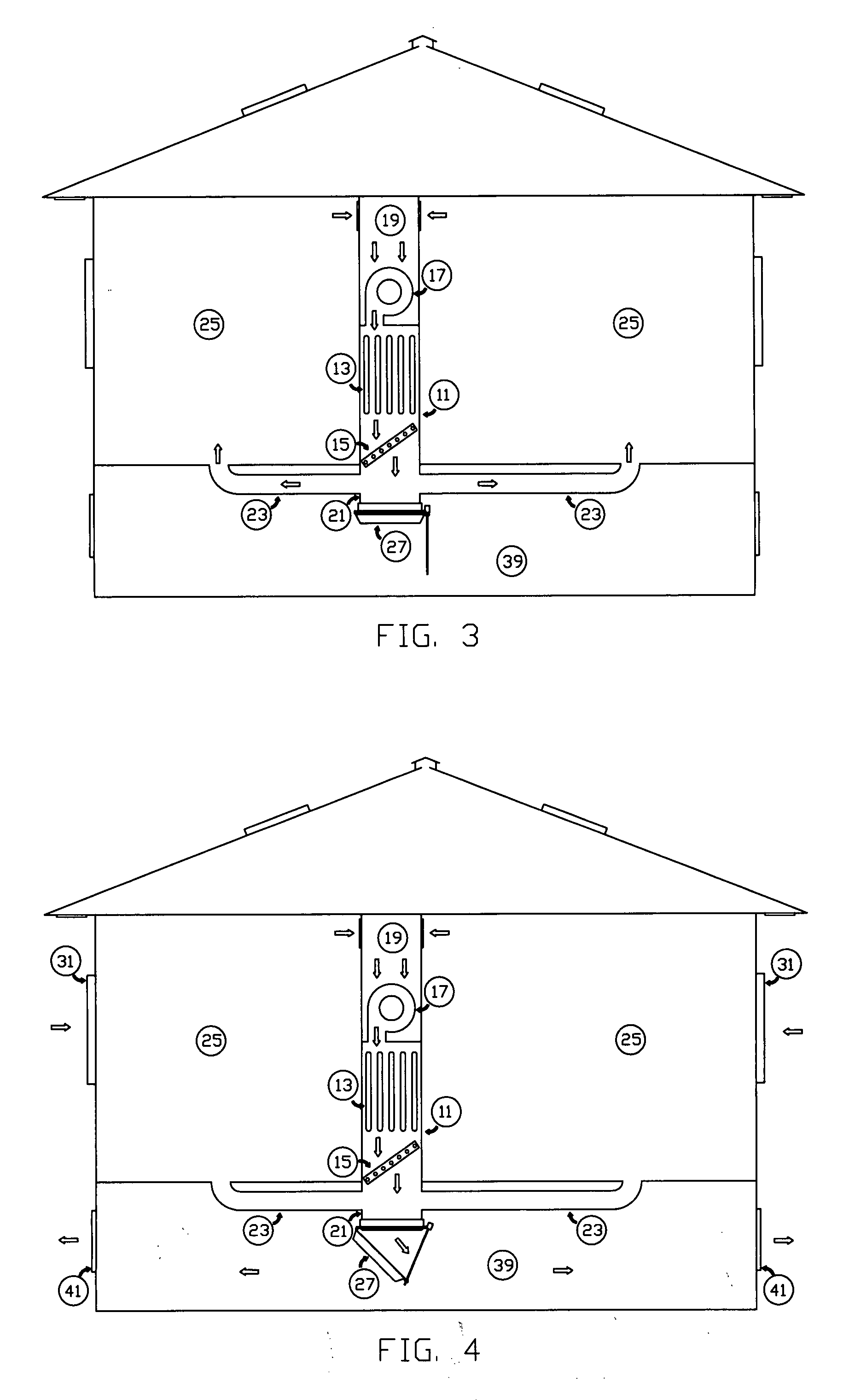 Closed air handling system with integrated damper for whole-building ventilation