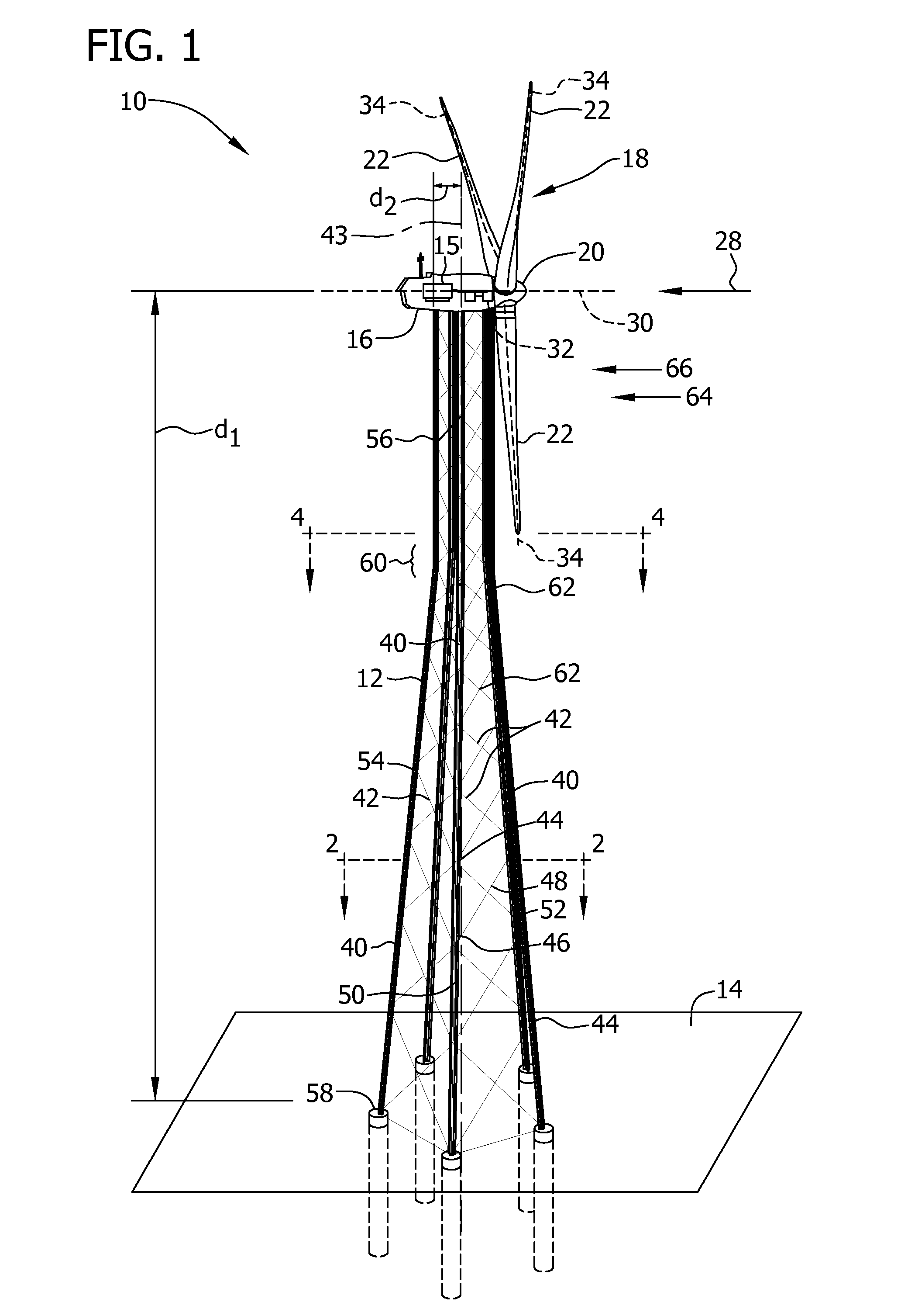 Support tower for use with a wind turbine and system for designing support tower