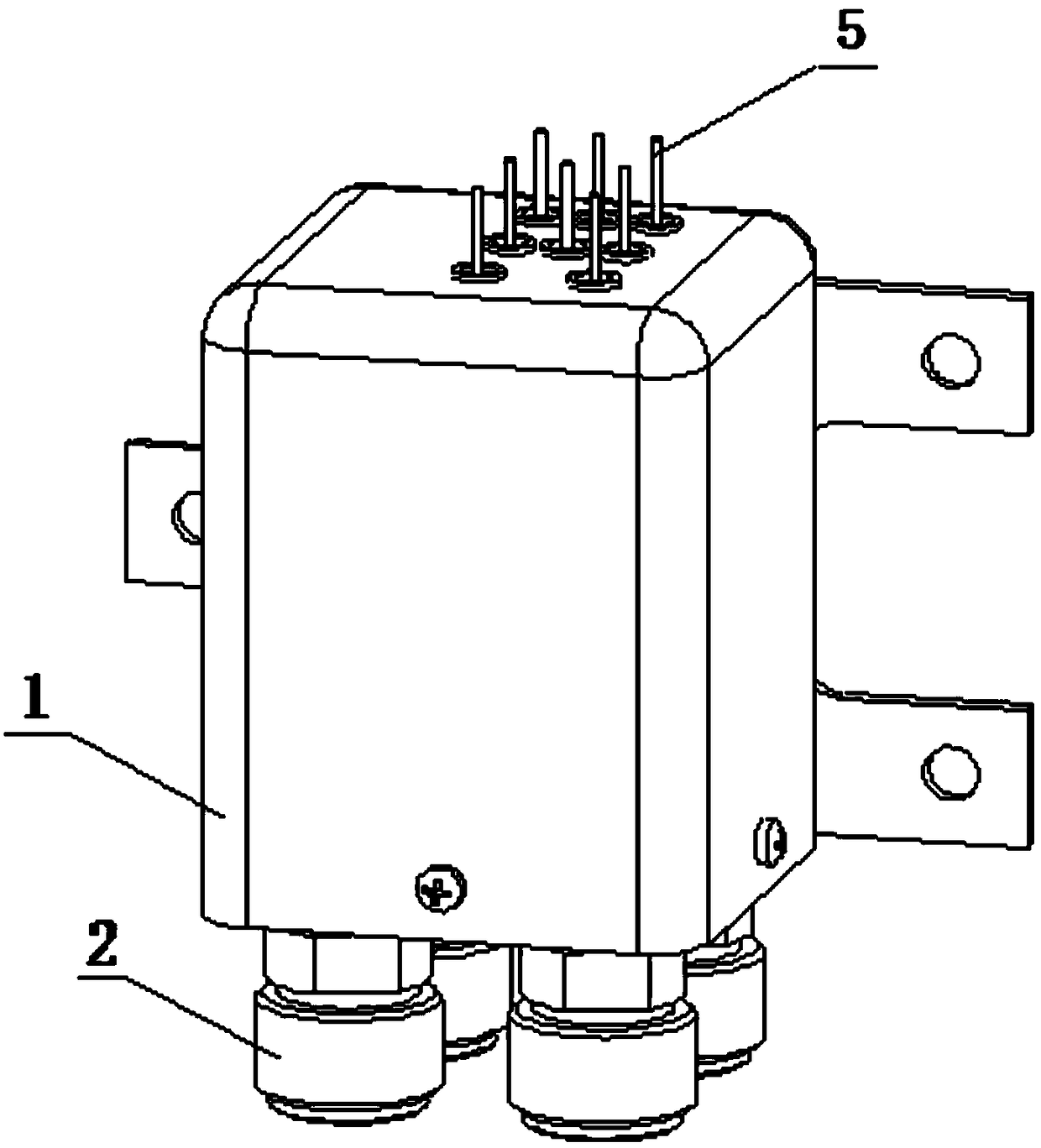 A double pole double throw radio frequency relay with auxiliary contacts