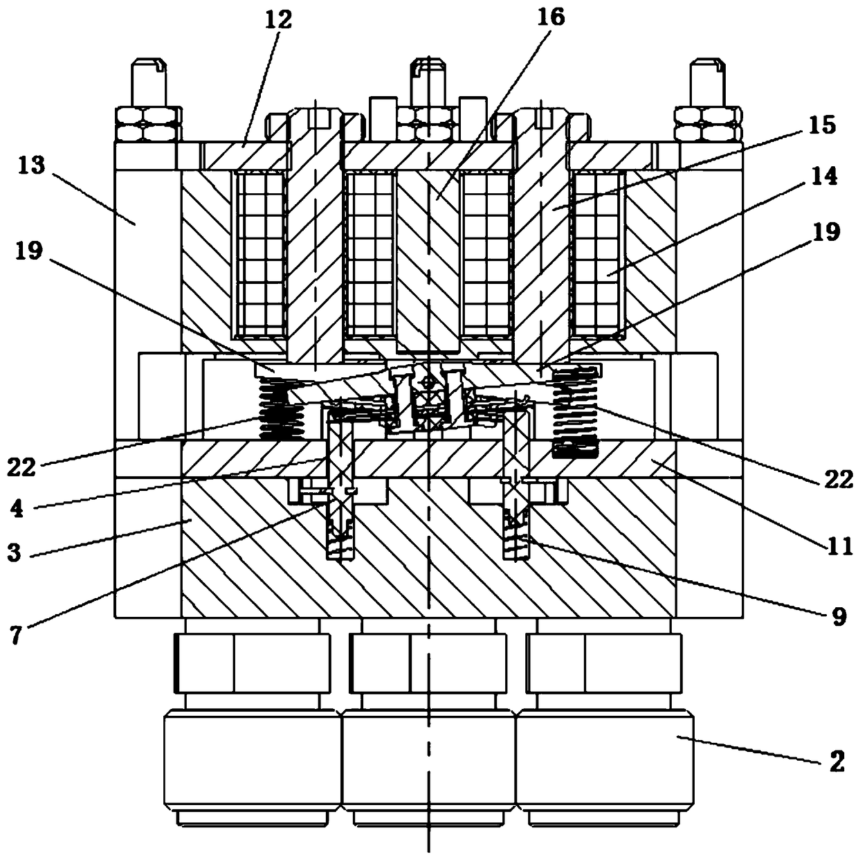 A double pole double throw radio frequency relay with auxiliary contacts