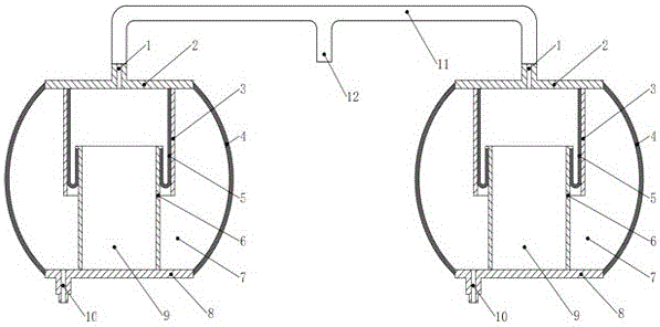 Dual-chamber air springs for longitudinally interconnected air suspension