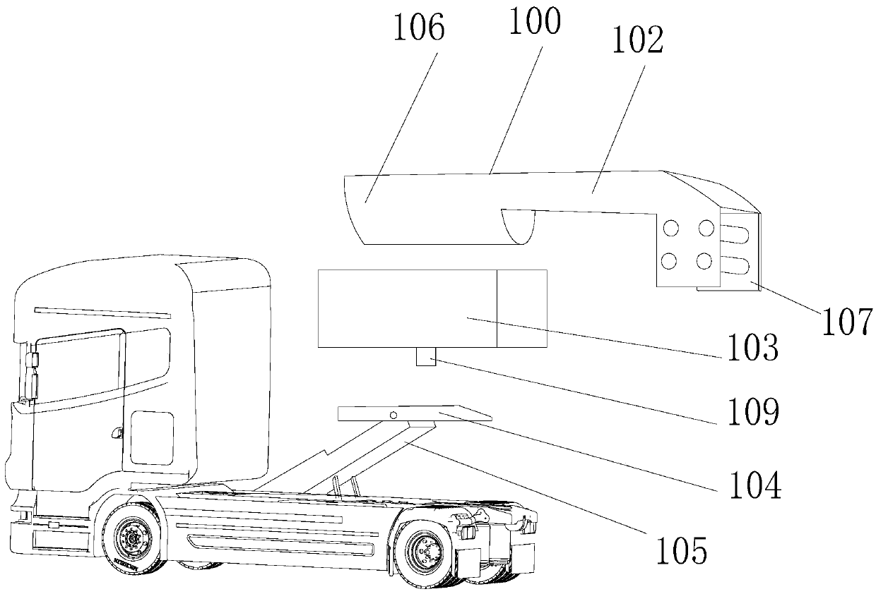 Gooseneck module device of covariant module-separation-and reunion type semi-trailer