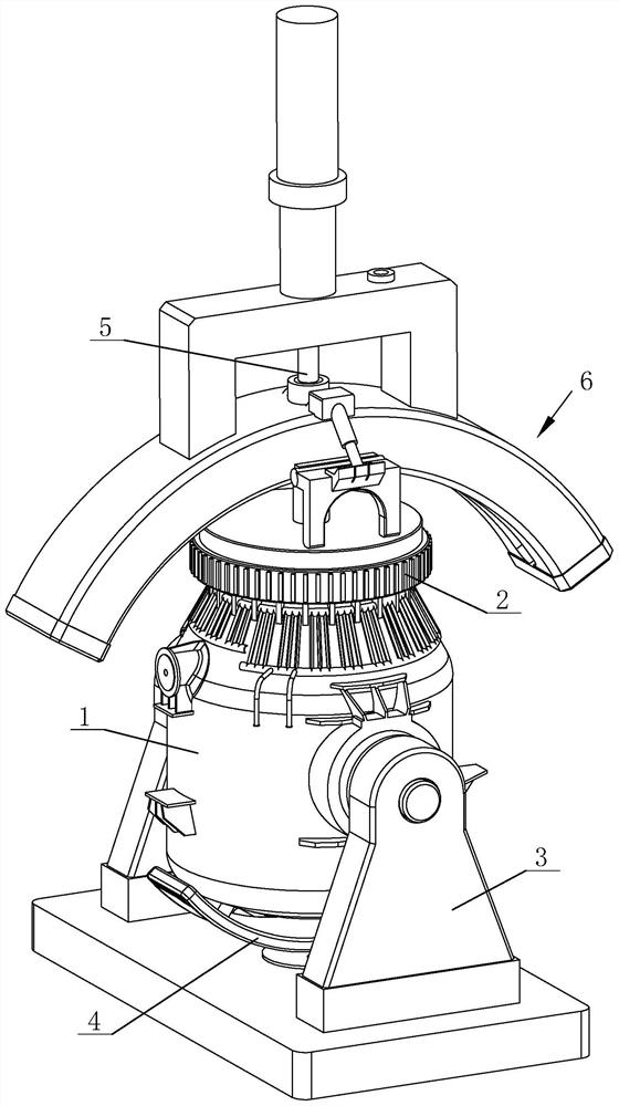 A top blowing smelting device with increased stirring degree