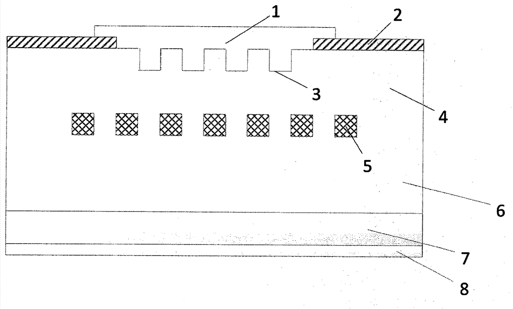 Floating junction silicon carbide SBD device with block-shaped groove and buried layer