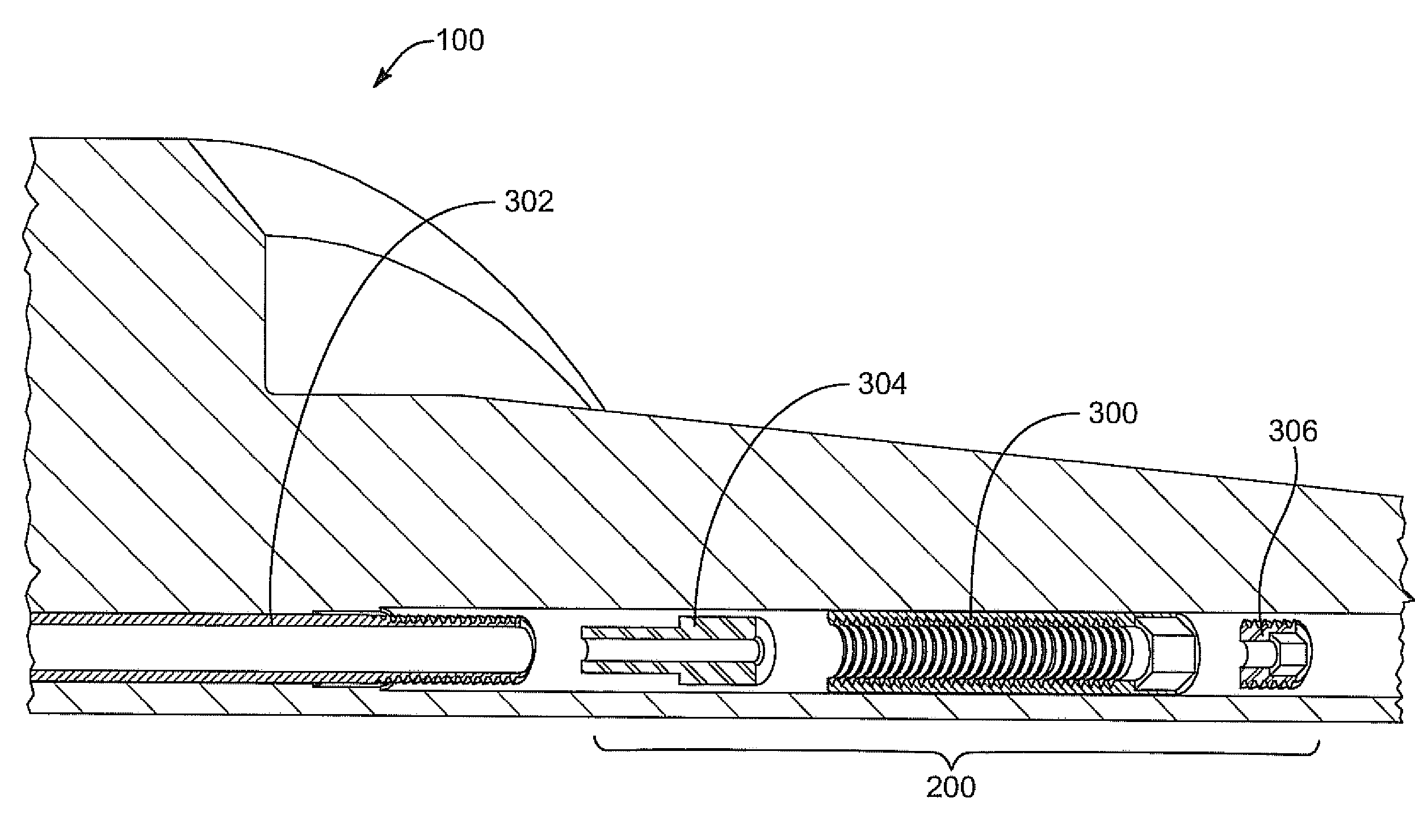Threaded Retention Device for Downhole Transmission Lines