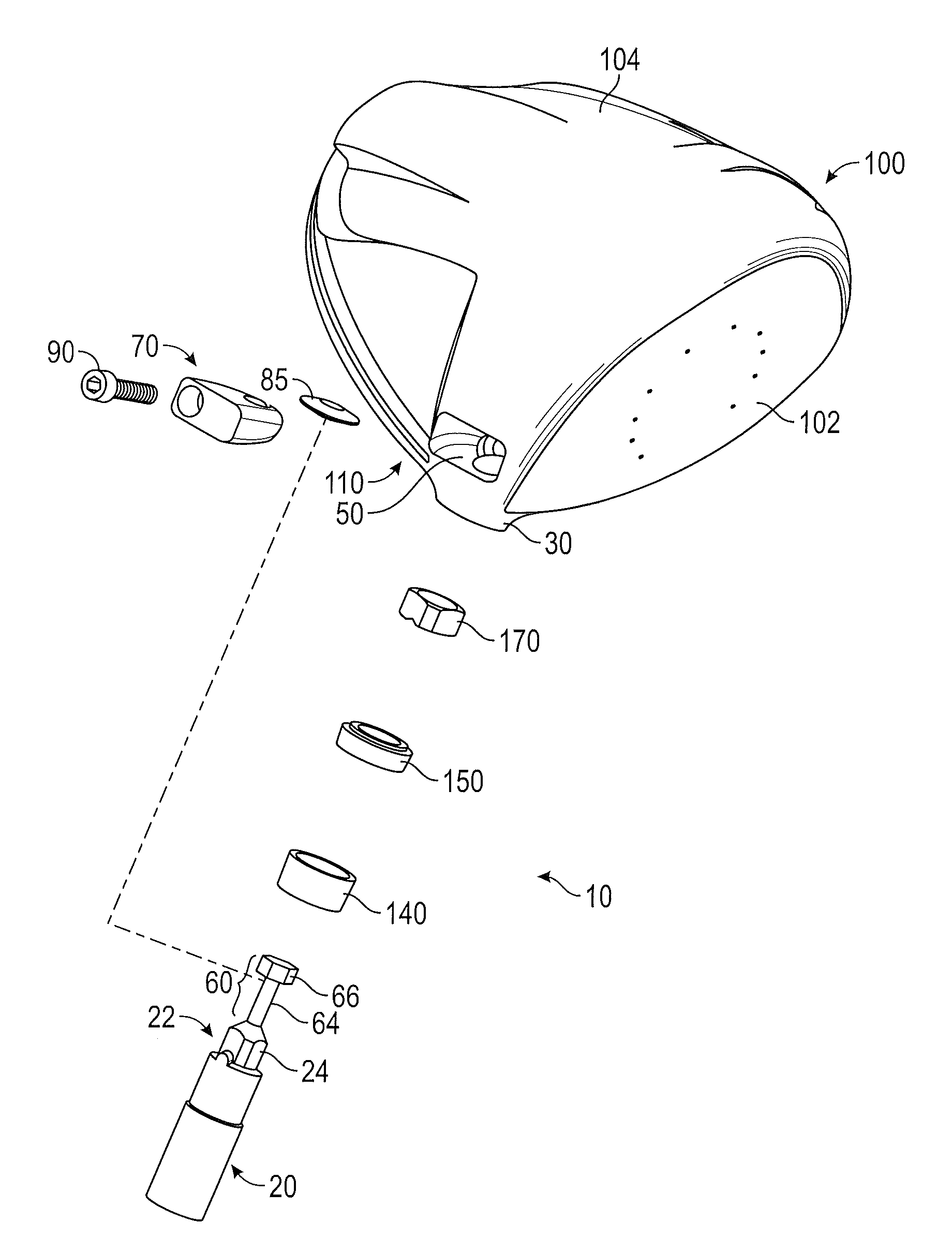 Adjustable golf club shaft and hosel assembly