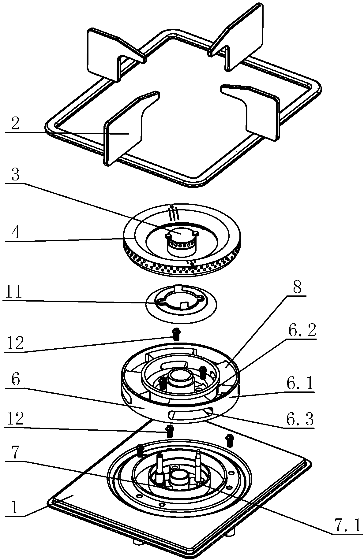 Double-mixing double-oxygenation burner with positioning ignition and flame-stabilizing structure and manufacturing method thereof