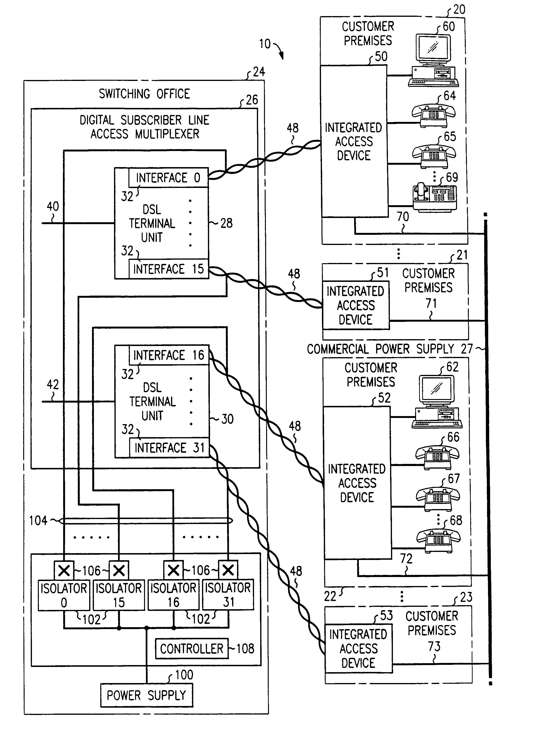 System and method for providing lifeline power service to digital subscriber line customers