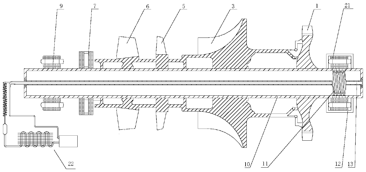 High-temperature magnetic suspension bearing cooling system for gas turbine