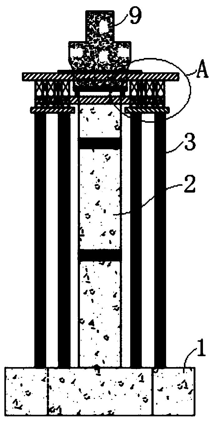 Bailey beam support construction method based on variable section capping beam and support building system