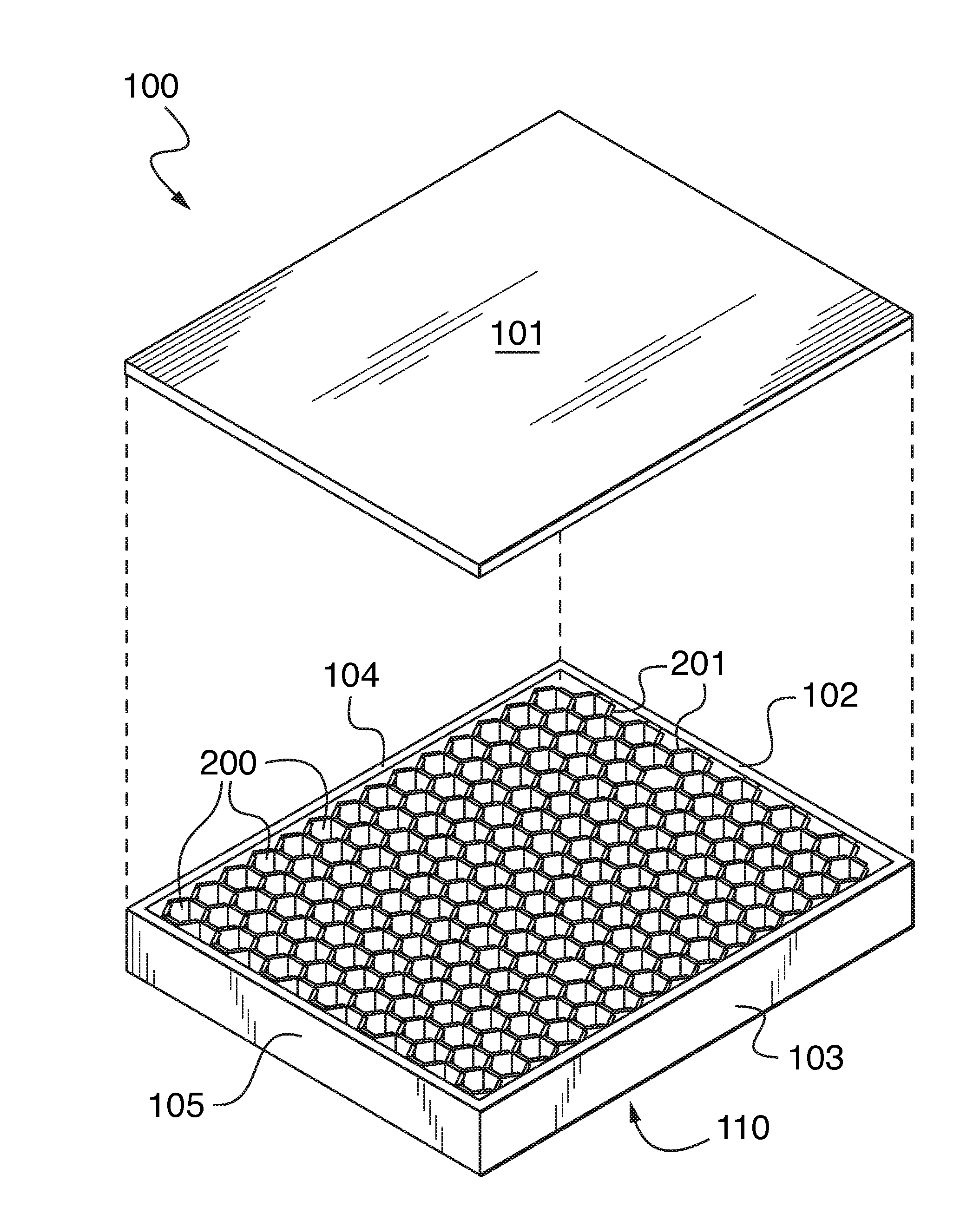 Table Tennis Table with a Honeycomb Core and a Method for its Manufacture