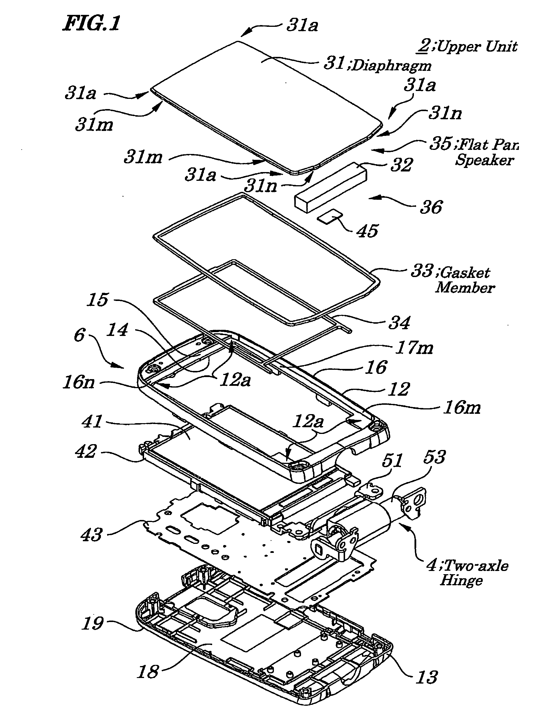 Flat panel speaker, electronic device having same, and structure and method for mounting same