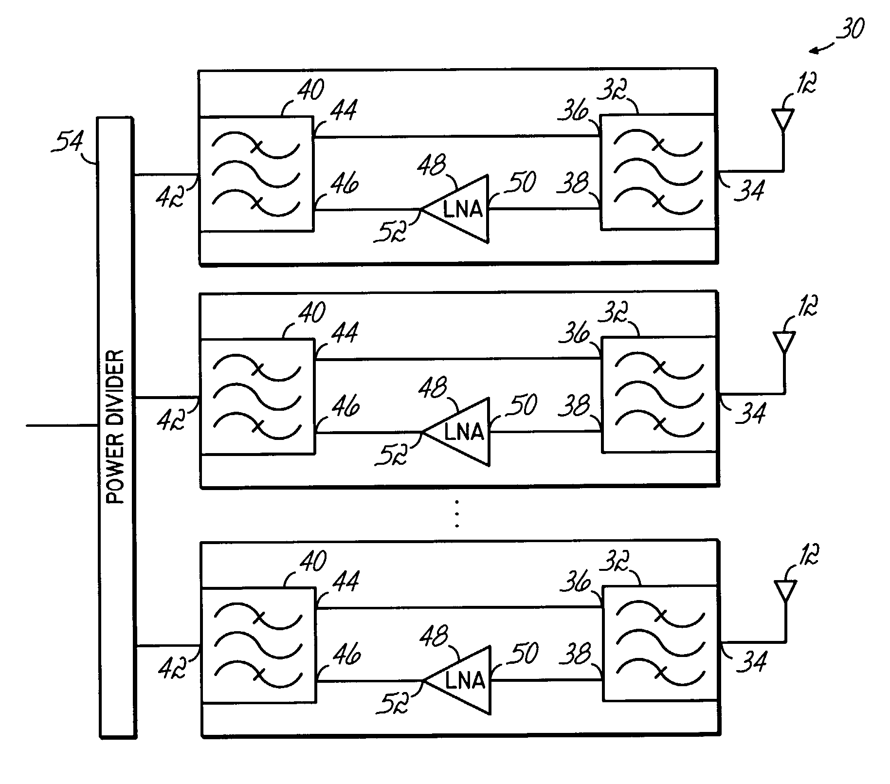 Distributed active transmit and/or receive antenna