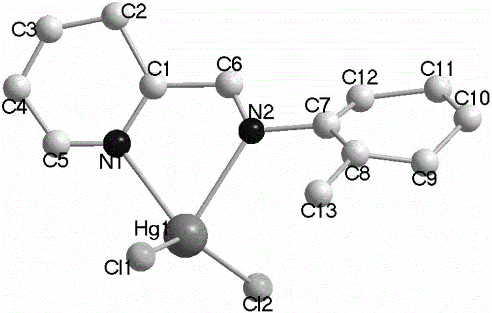 Green-light-emitting o-pyridine enamine ligand mercury complex and preparation method thereof