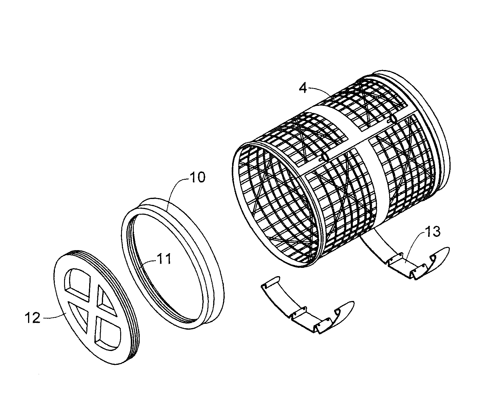 Cage for growing mollusks, assembly kit, and method of harvesting mollusks